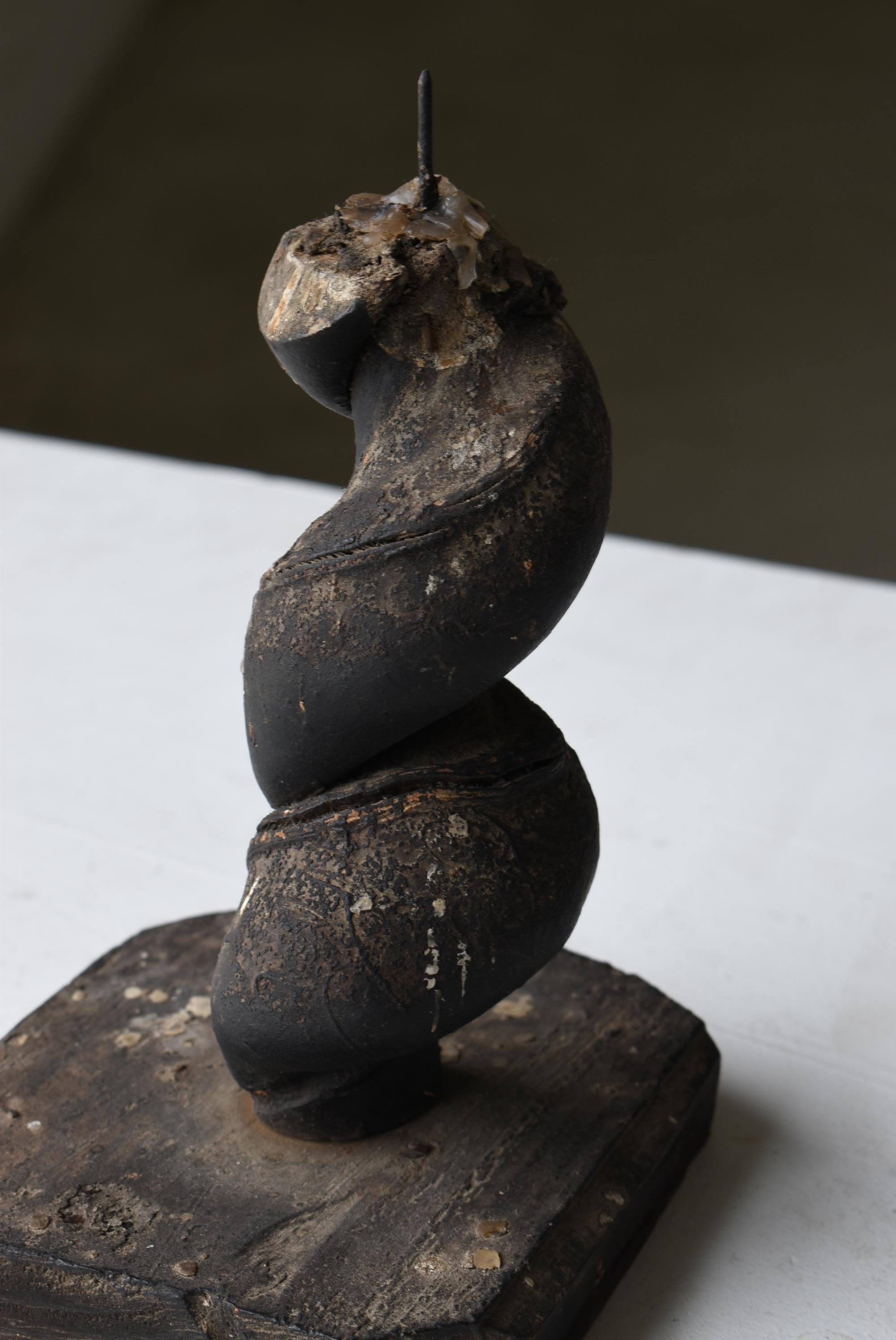 Palo de vela japonés antiguo Wabi Sabi 1800s-1860s / Tenedor Objeto de Arte 2