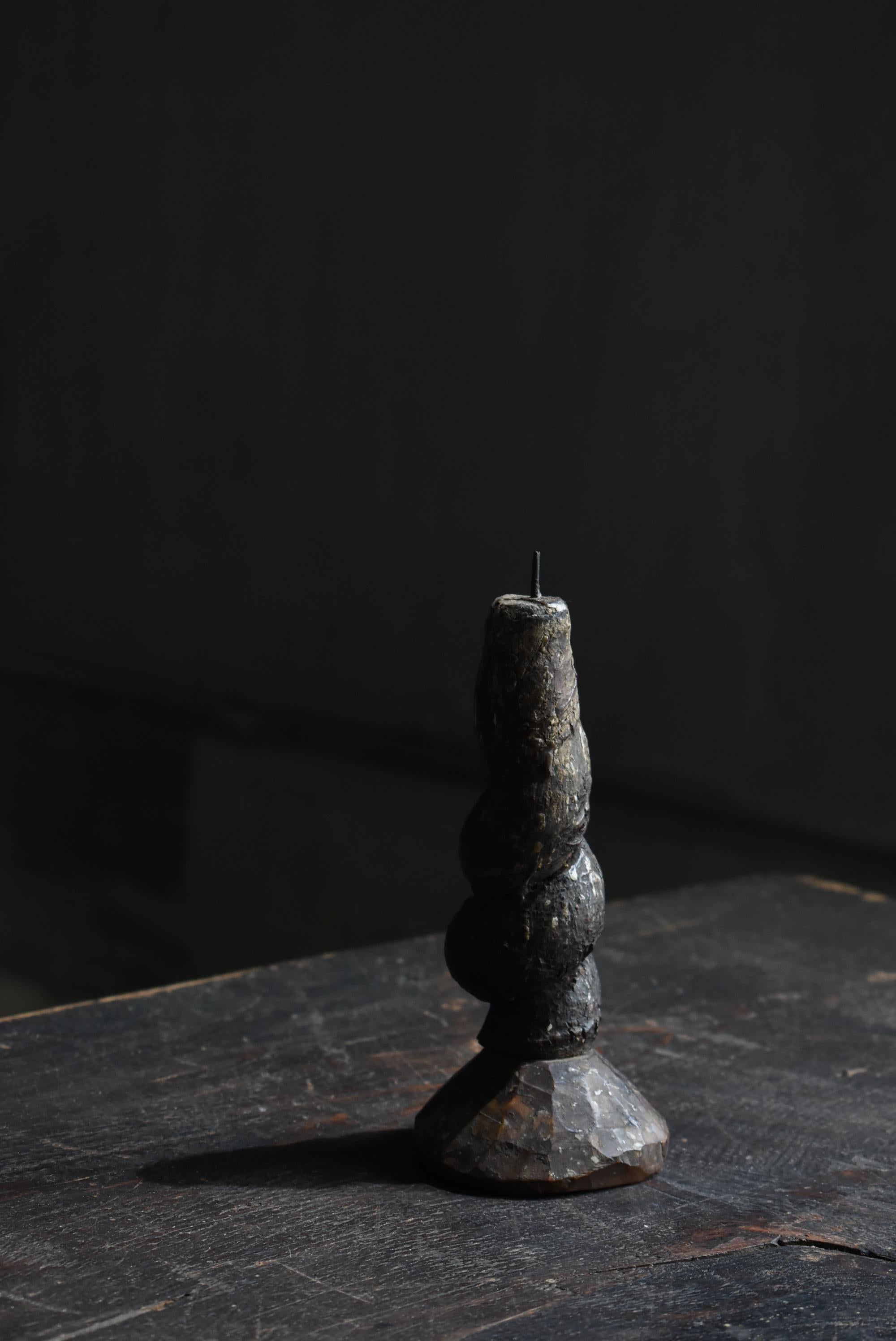 Japanese Antique Wabi Sabi Candle Stick 1800s-1860s / Mingei Object Figurine 4