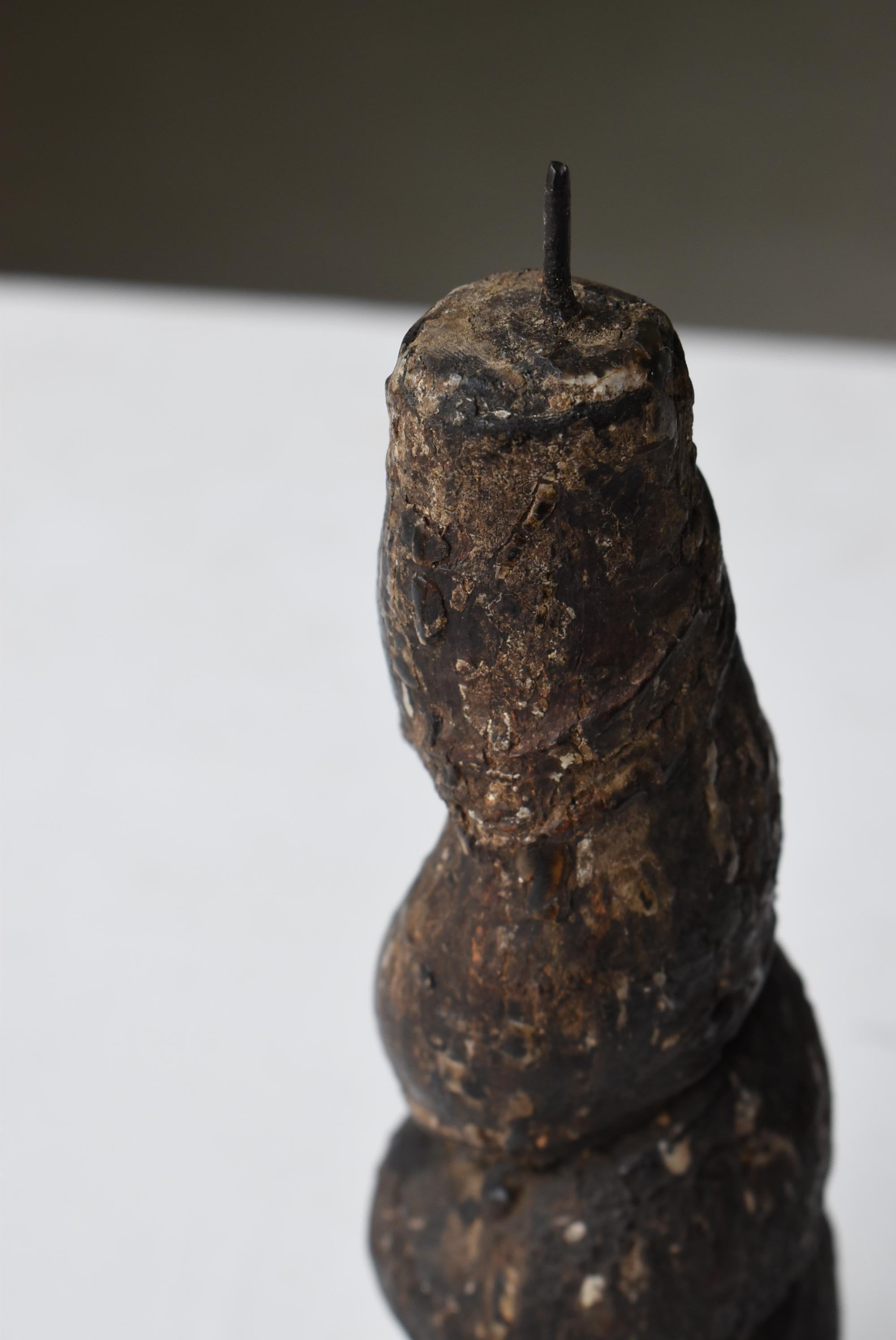 Edo Japanese Antique Wabi Sabi Candle Stick 1800s-1860s / Mingei Object Figurine