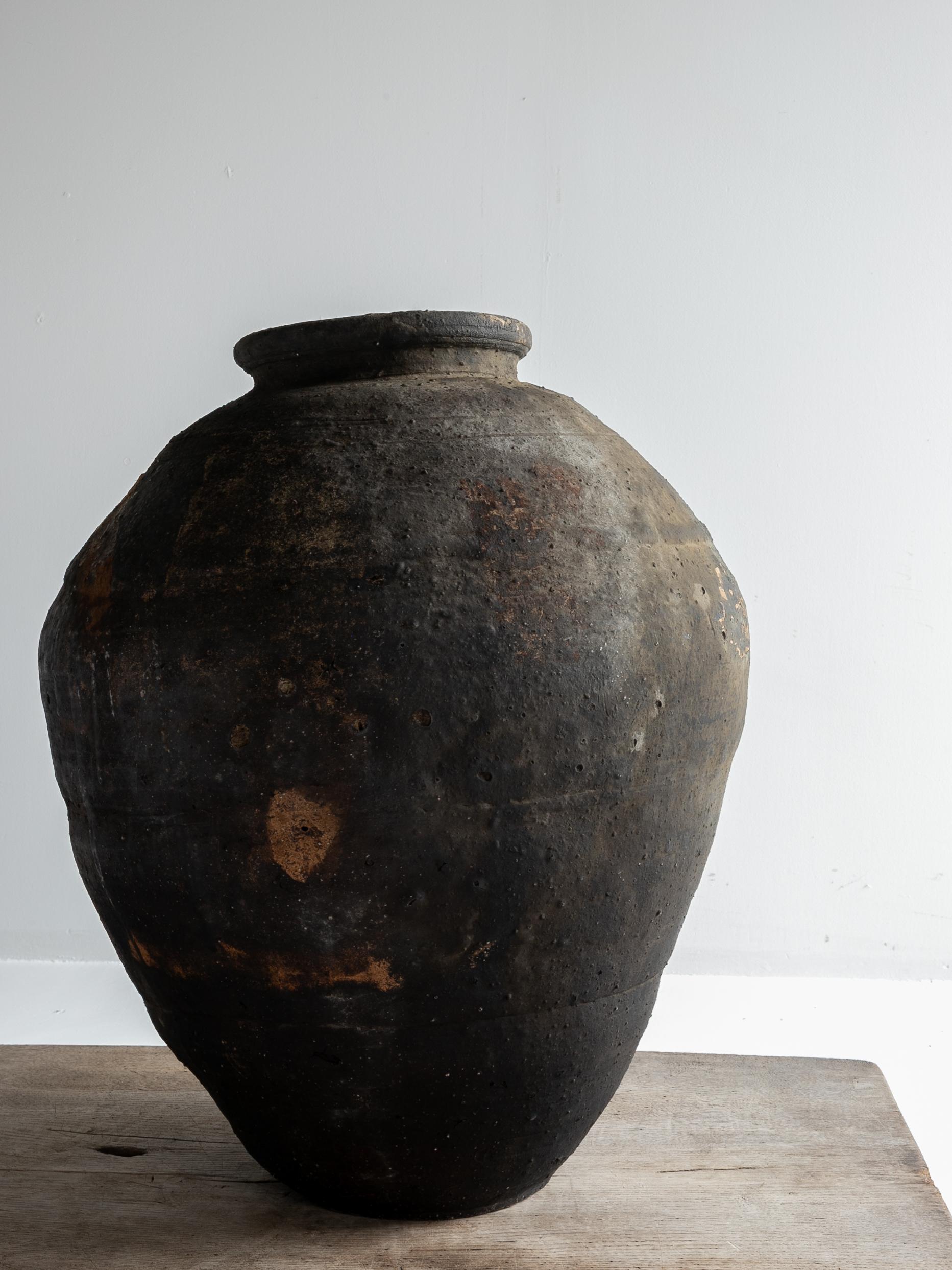 Japanese Antique Wabi-Sabi Edo Pottery Vase 1800s-1860s / Tsubo in vendita 4