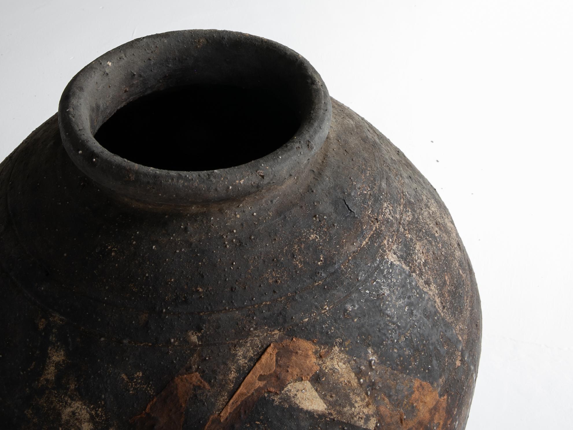 Japanese Antique Wabi-Sabi Edo Pottery Vase 1800s-1860s / Tsubo in vendita 5