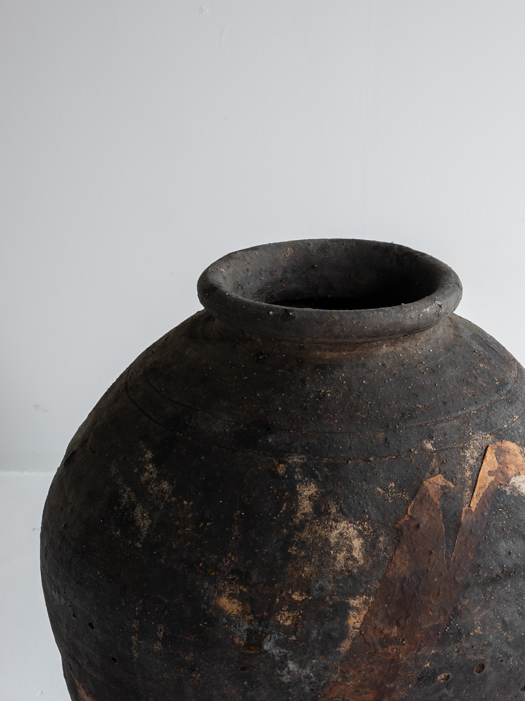 Japanese Antique Wabi-Sabi Edo Pottery Vase 1800s-1860s / Tsubo in vendita 6