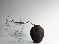 Jarrón Japonés Antiguo de Cerámica Wabi-Sabi Edo Siglo XVIII / Tsubo