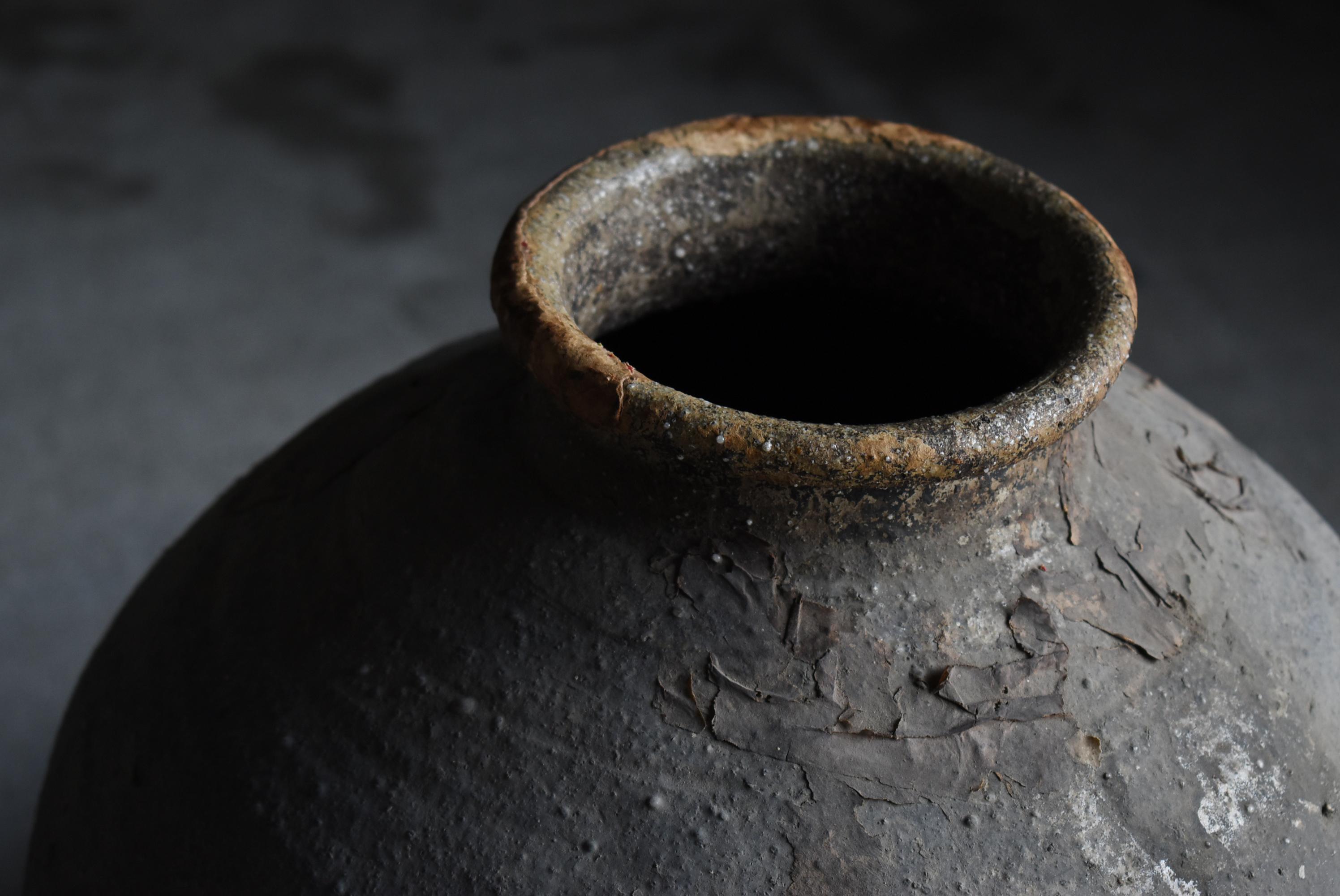Lacca giapponese Vaso antico giapponese in ceramica Wabi-Sabi Edo 1800s-1860s / Tsubo