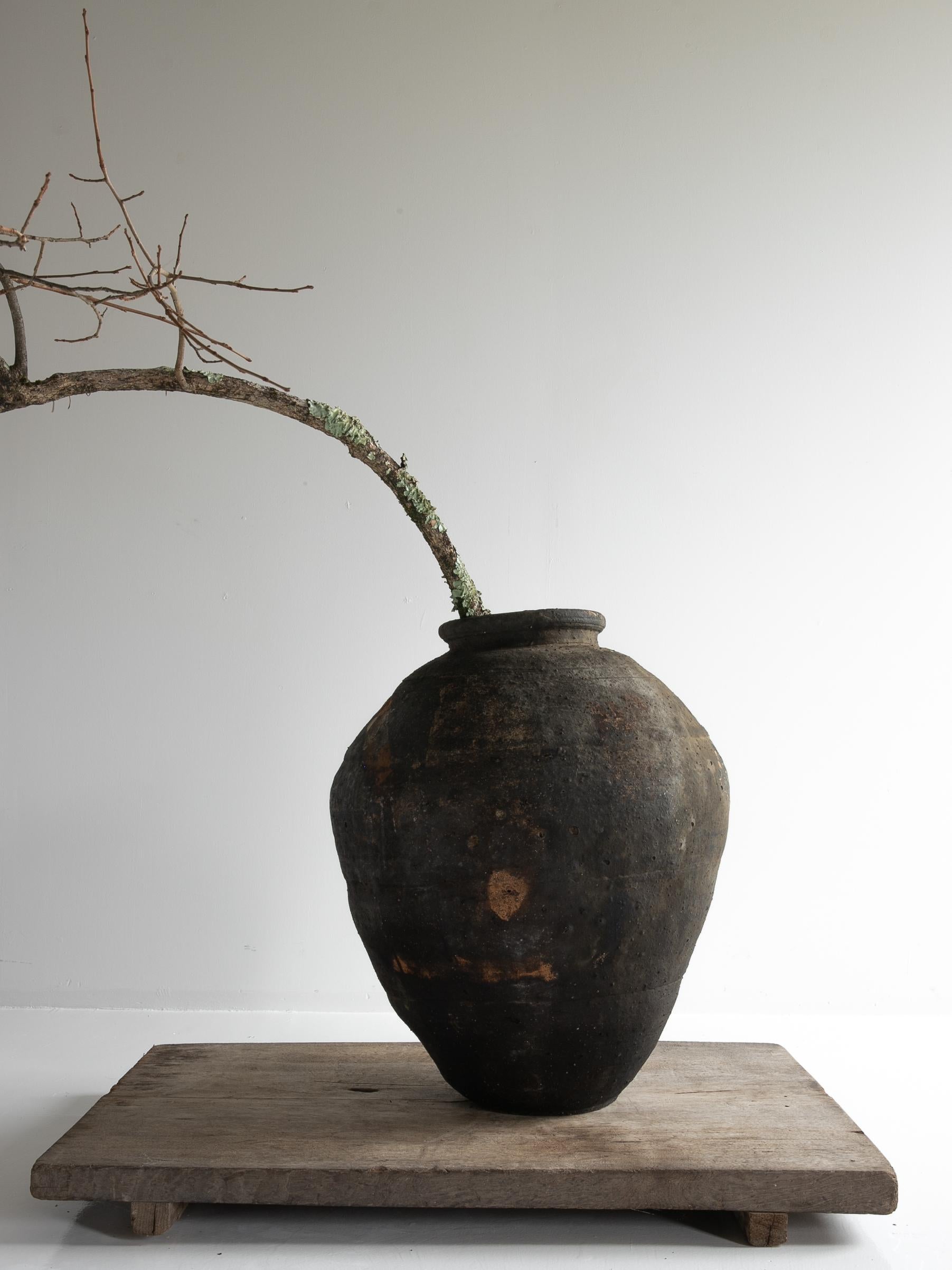 Lacca giapponese Japanese Antique Wabi-Sabi Edo Pottery Vase 1800s-1860s / Tsubo in vendita