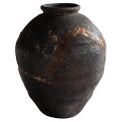 Japanese Antique Wabi-Sabi Edo Pottery Vase 1800s-1860s / Tsubo