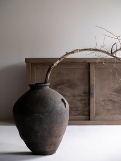 Vaso antico giapponese in ceramica Wabi-Sabi Edo del XVIII secolo / Tsubo