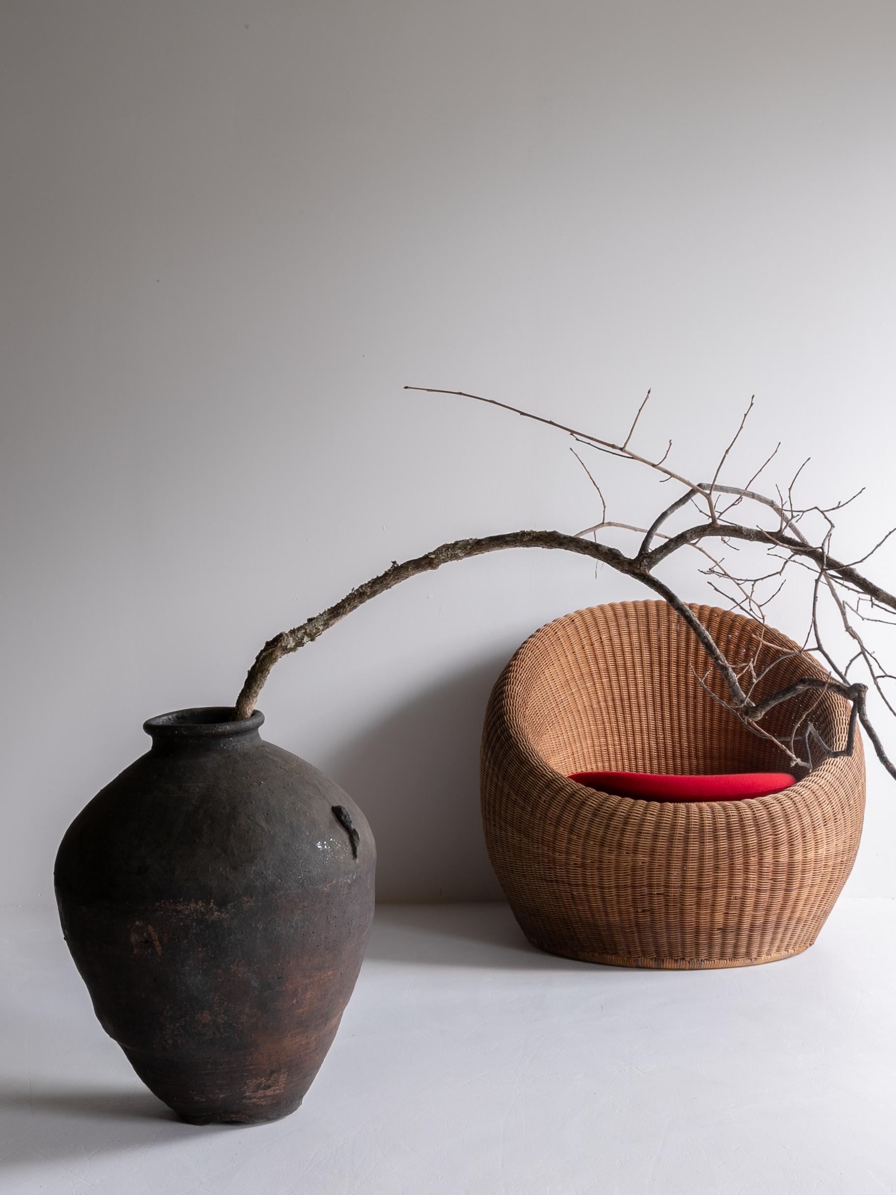 Vaso antico giapponese in ceramica Wabi-Sabi Edo del XVIII secolo / Tsubo In condizioni ottime in vendita a Sammu-shi, Chiba