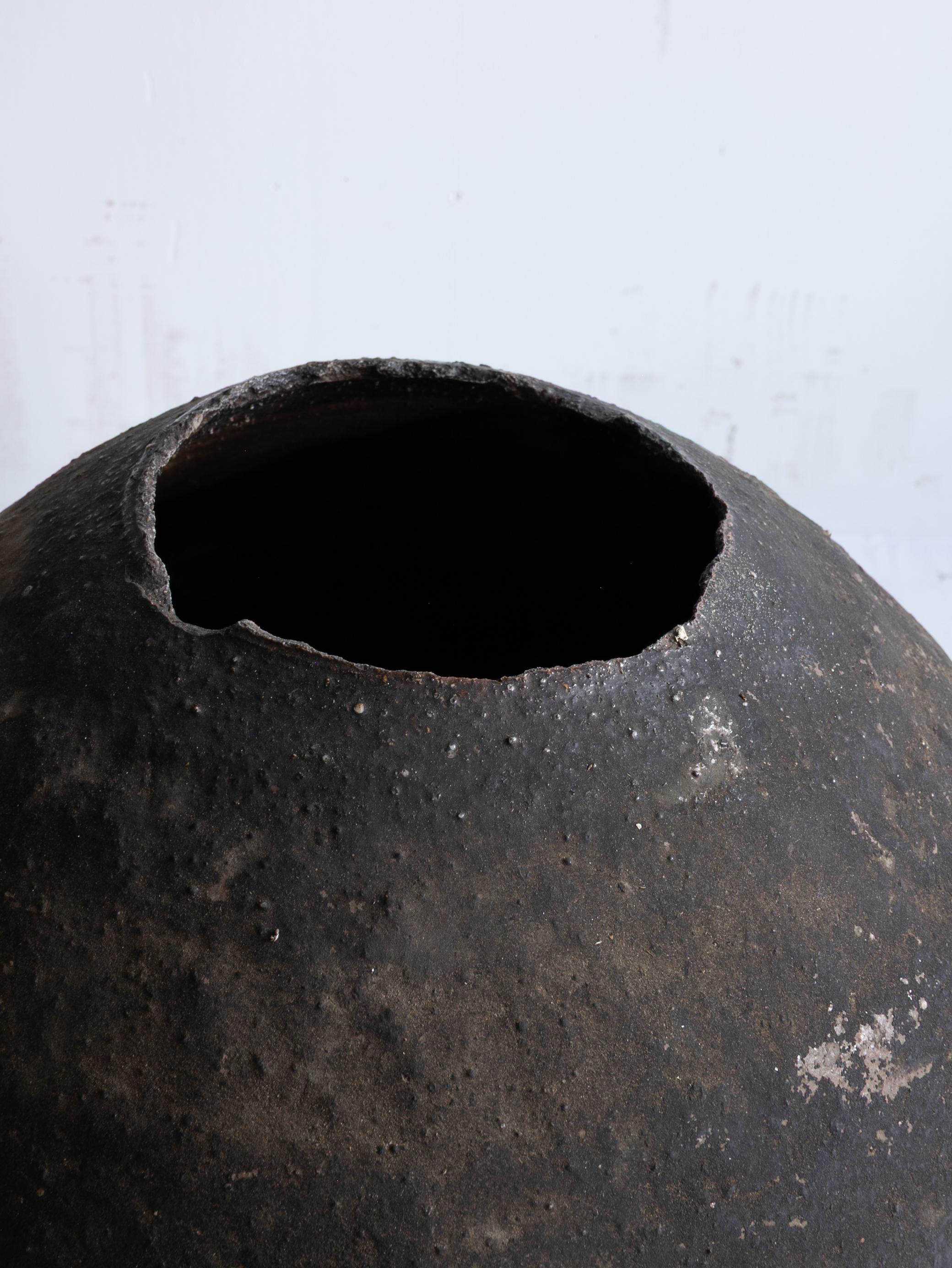Japanische antike Wabi-Sabi Edo-Keramik-Vase 19. Jahrhundert / Tsubo / Shigaraki im Angebot 8
