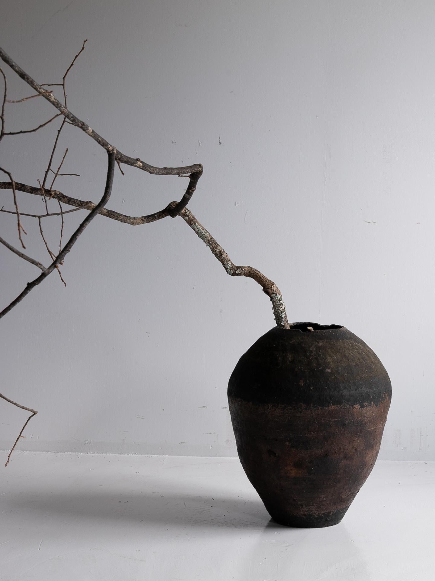 Japanische antike Wabi-Sabi Edo-Keramik-Vase 19. Jahrhundert / Tsubo / Shigaraki im Angebot 10