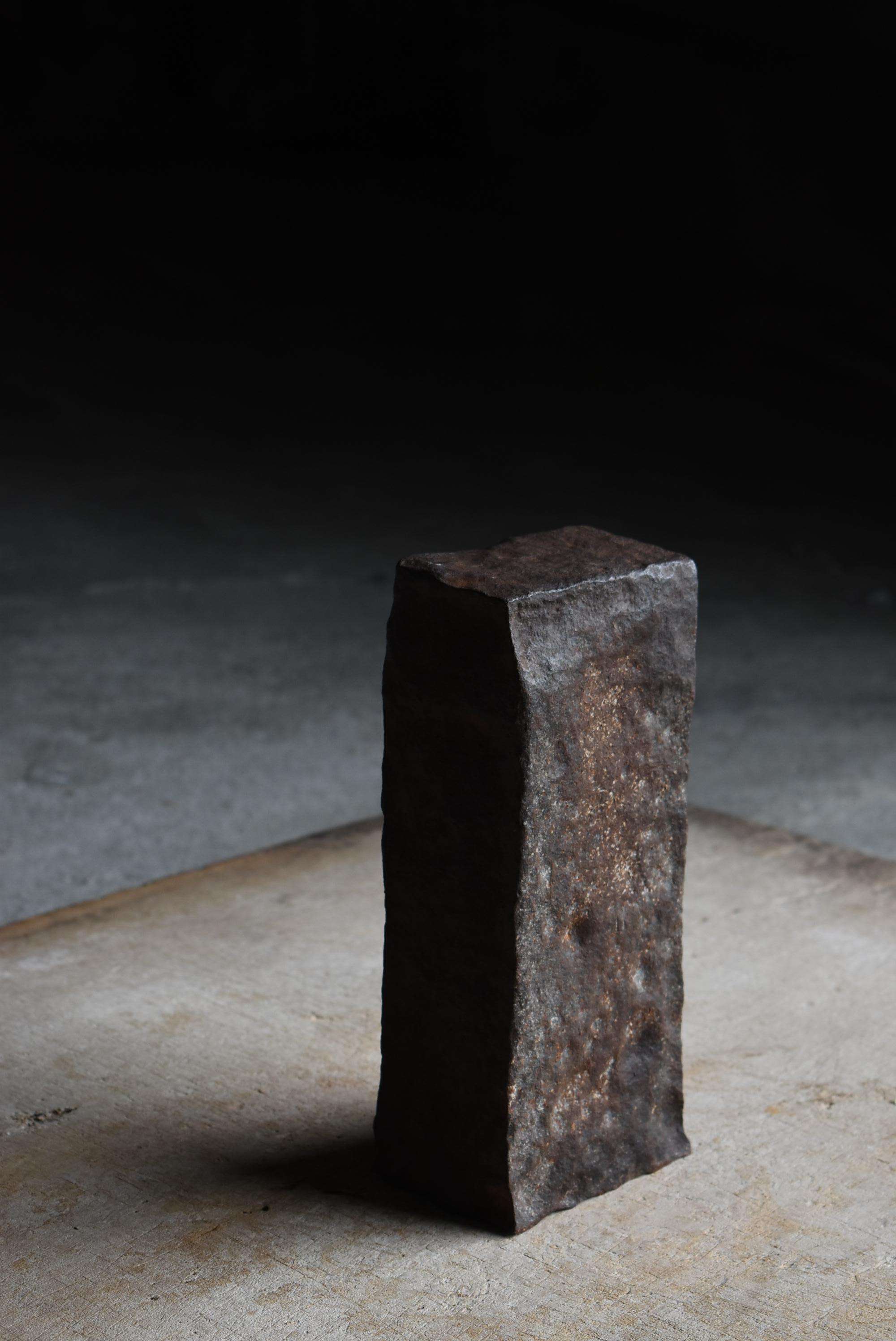 Showa Japanese Antique Wabi-Sabi Iron Block 