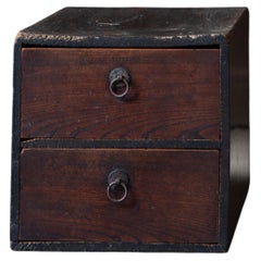 Expositor Antiguo Japonés Wabi-Sabi Keyaki y Pino Rojo con Cajones
