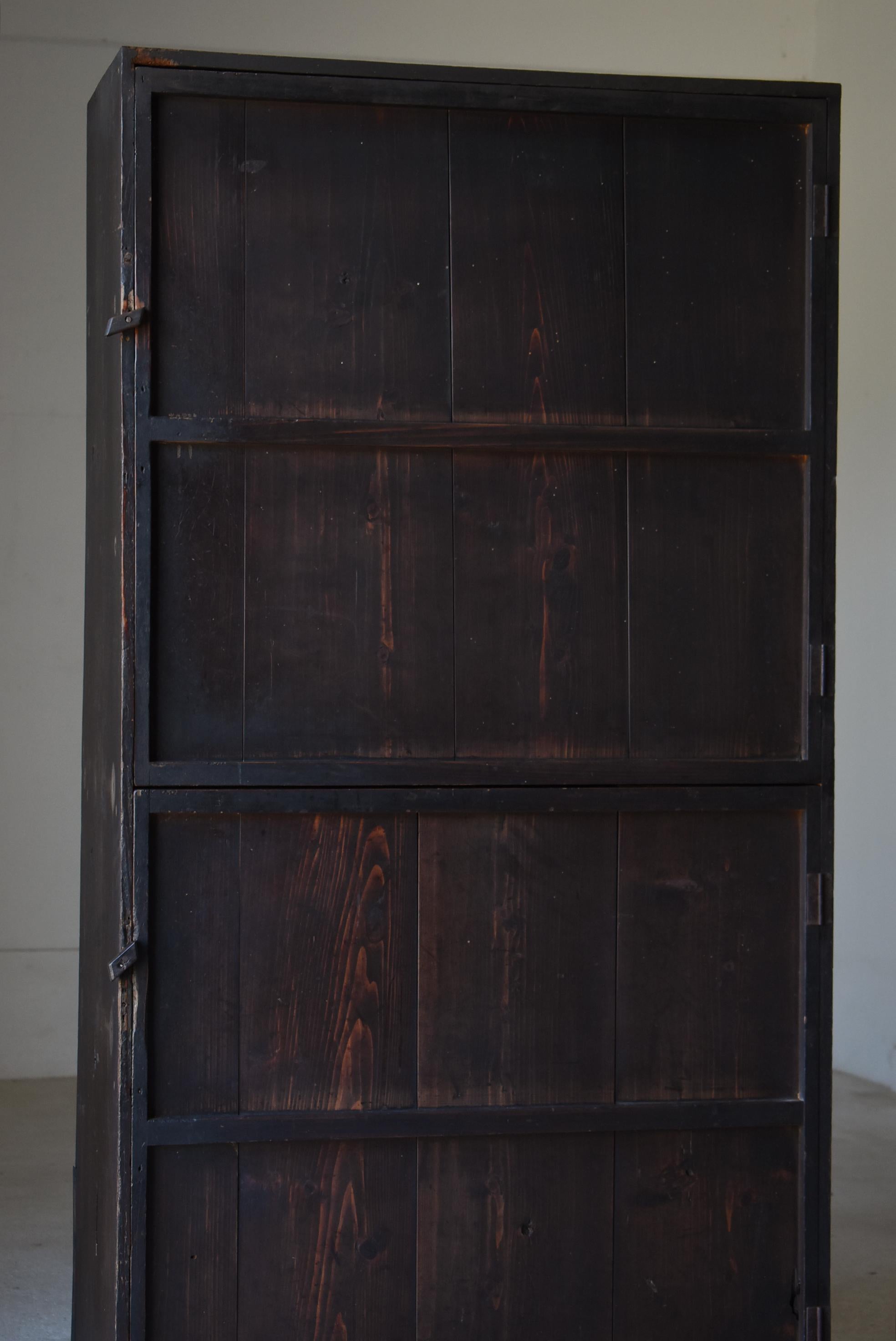 20th Century Japanese Antique Wabi-Sabi Large Cabinet 1860s-1900s / Black Tansu