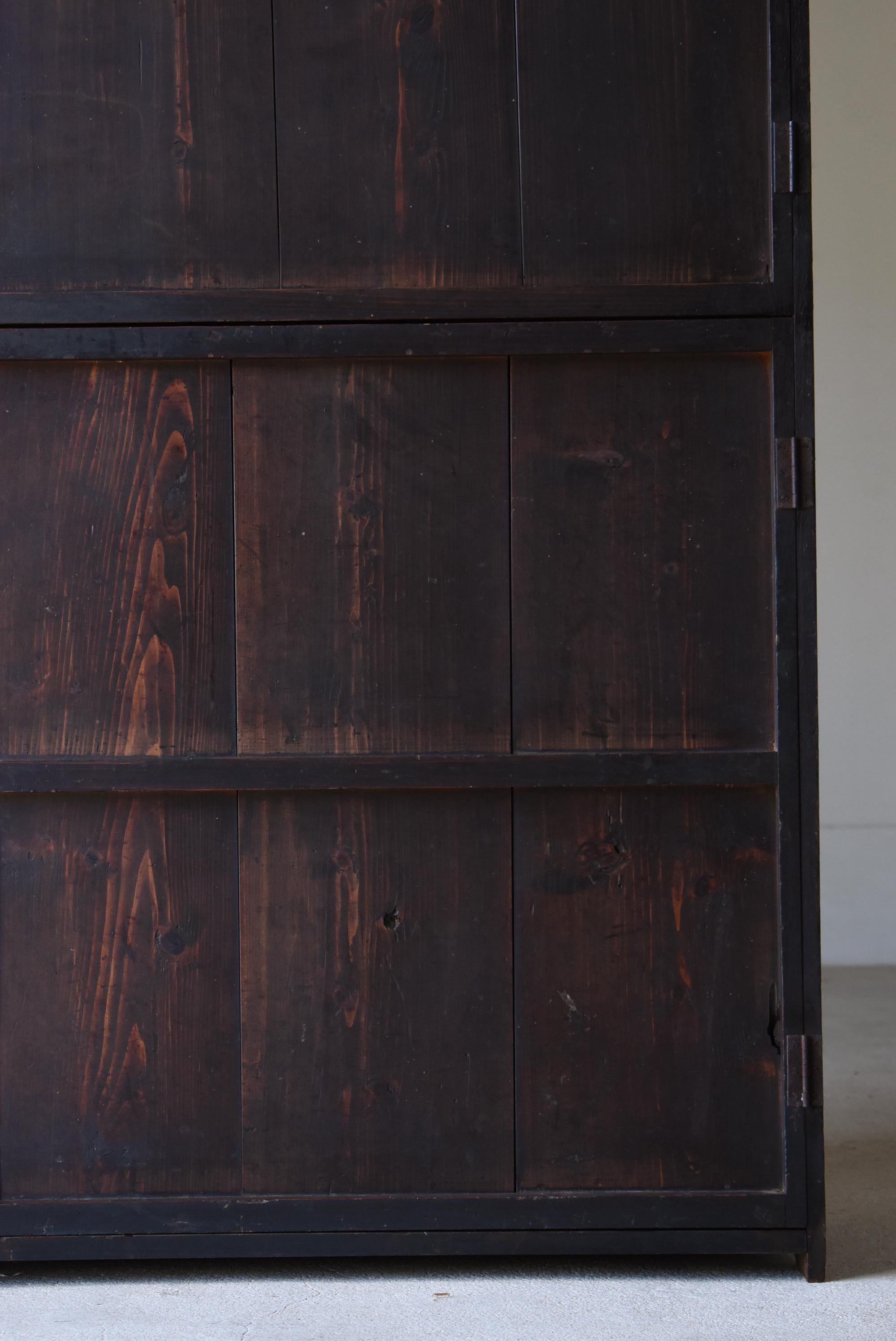 Japanese Antique Wabi-Sabi Large Cabinet 1860s-1900s / Black Tansu 1