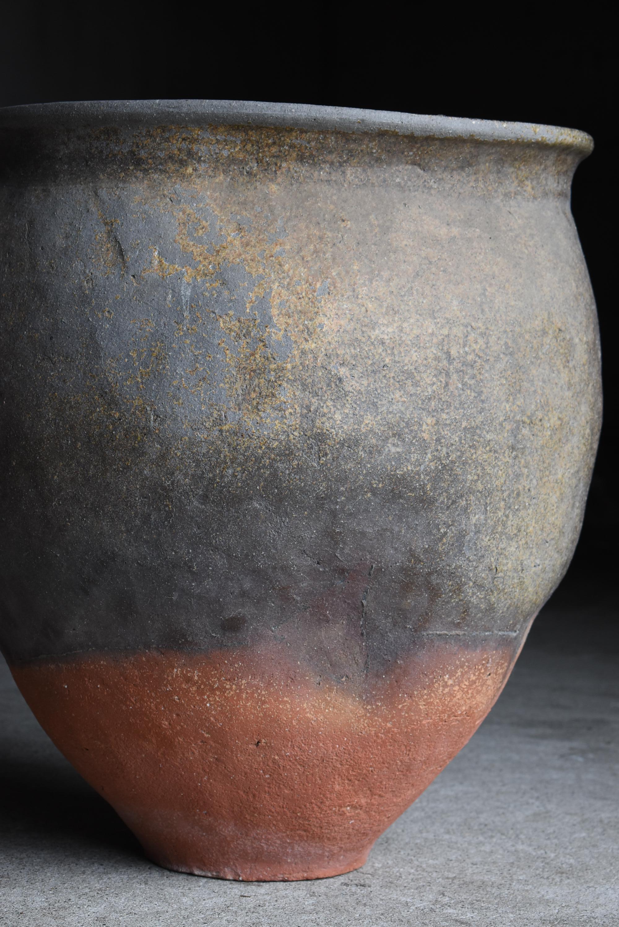 Japanese Antique Wabi-Sabi Large Pottery Vase 1700s-1800s / Flower Vase 1