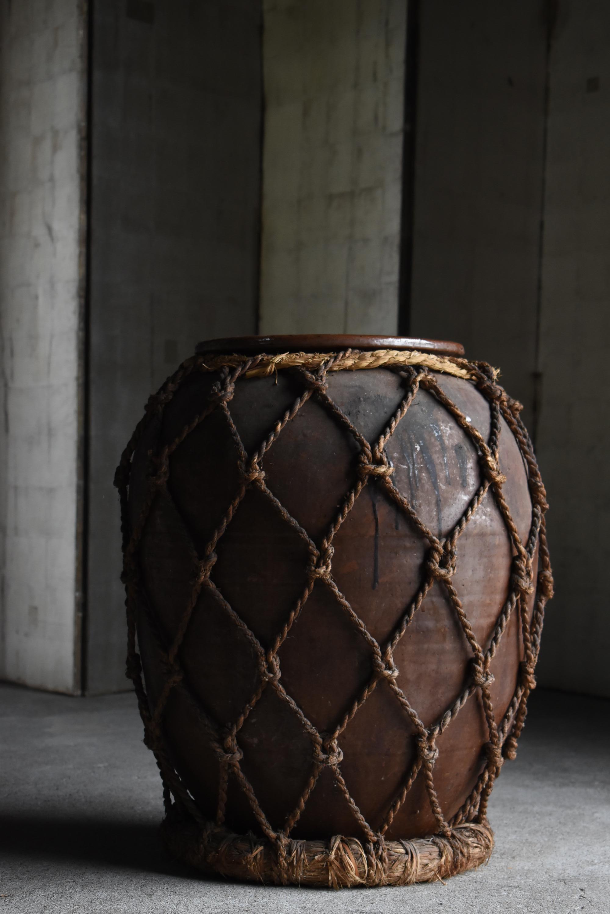 Japanned Japanese Antique Wabi-Sabi Large Pottery Vase 1860s-1920s / Tsubo