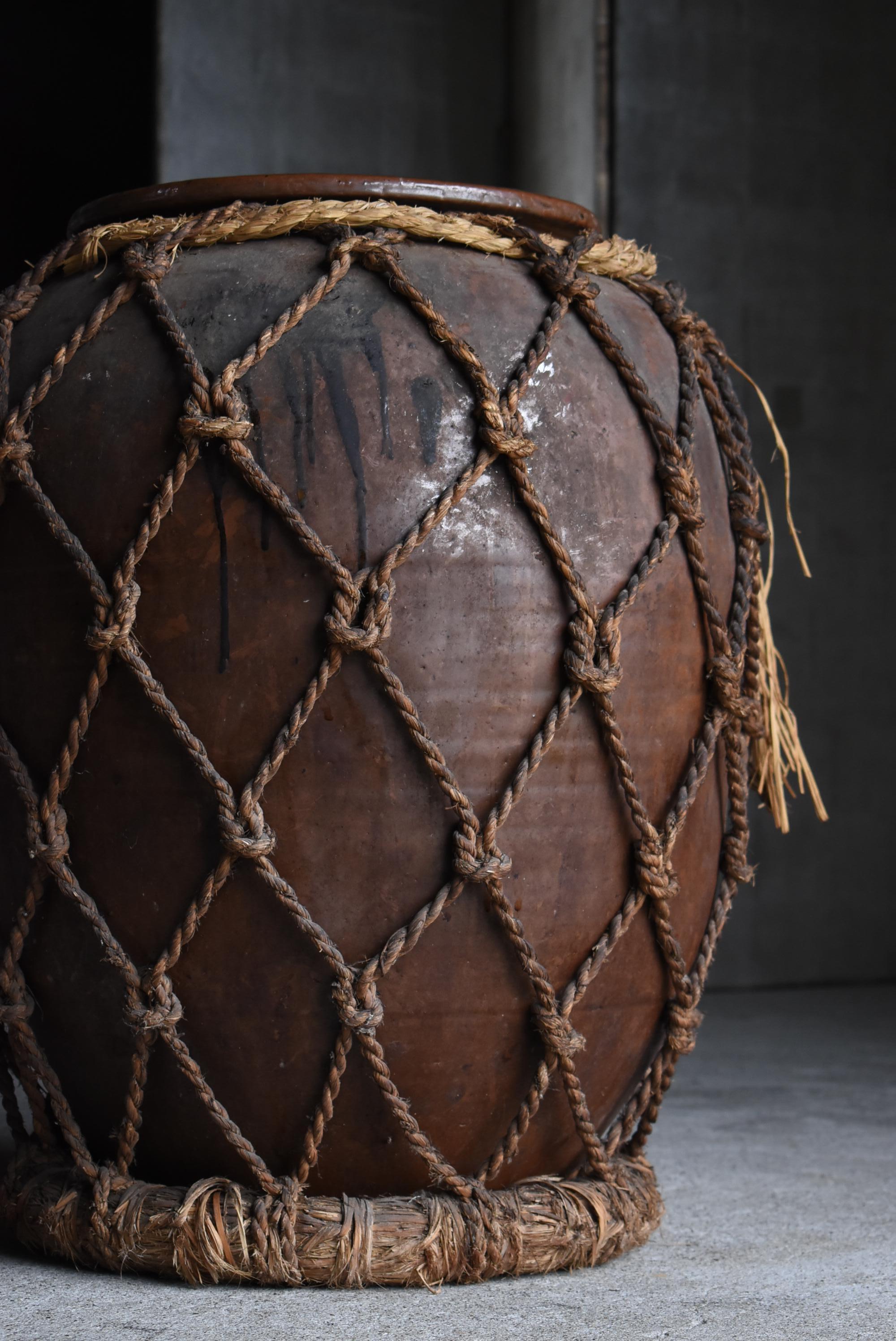 20th Century Japanese Antique Wabi-Sabi Large Pottery Vase 1860s-1920s / Tsubo