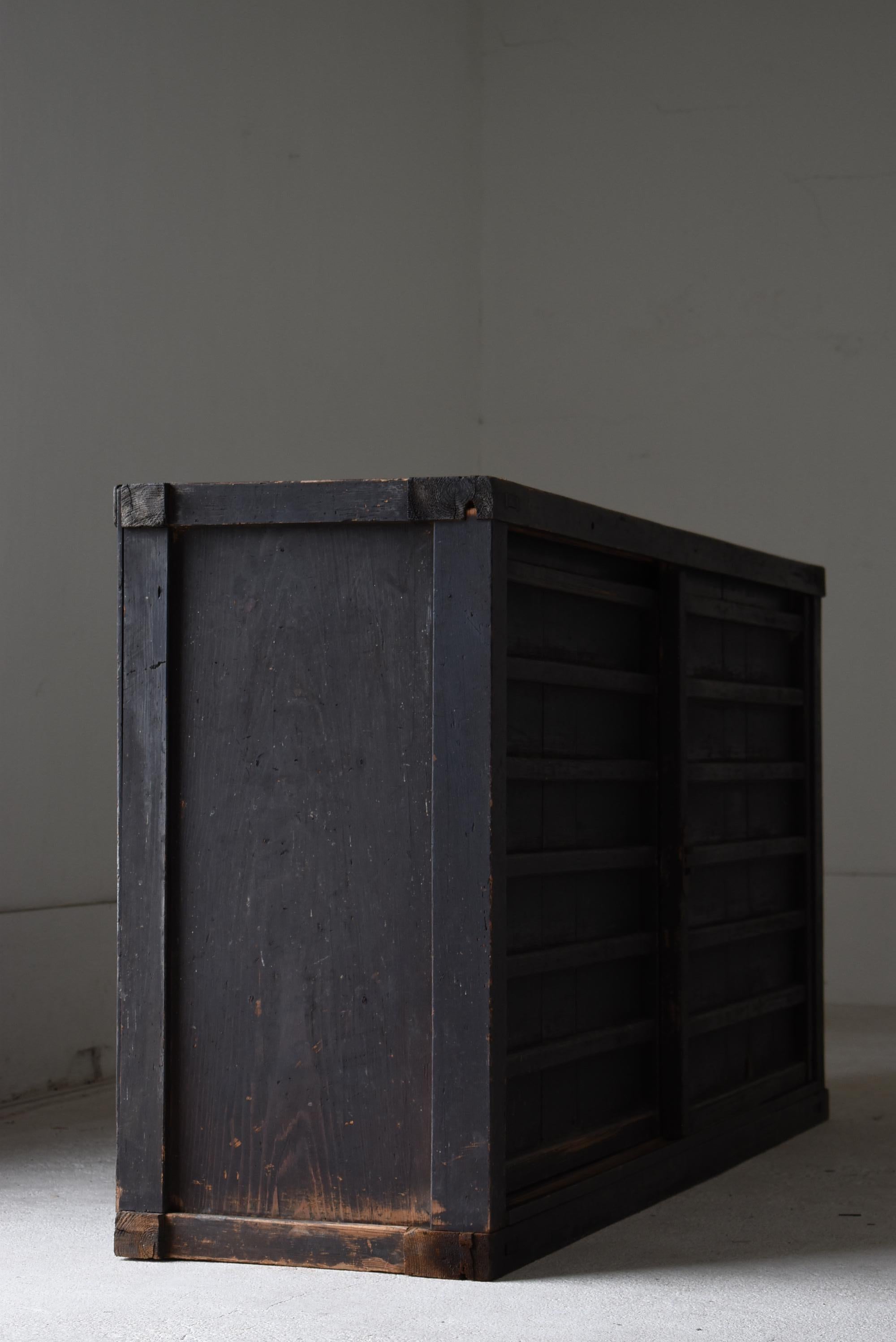 Japanese Antique Wabi Sabi Large Tansu 1860s-1900s / Black Cabinet Mingei 5