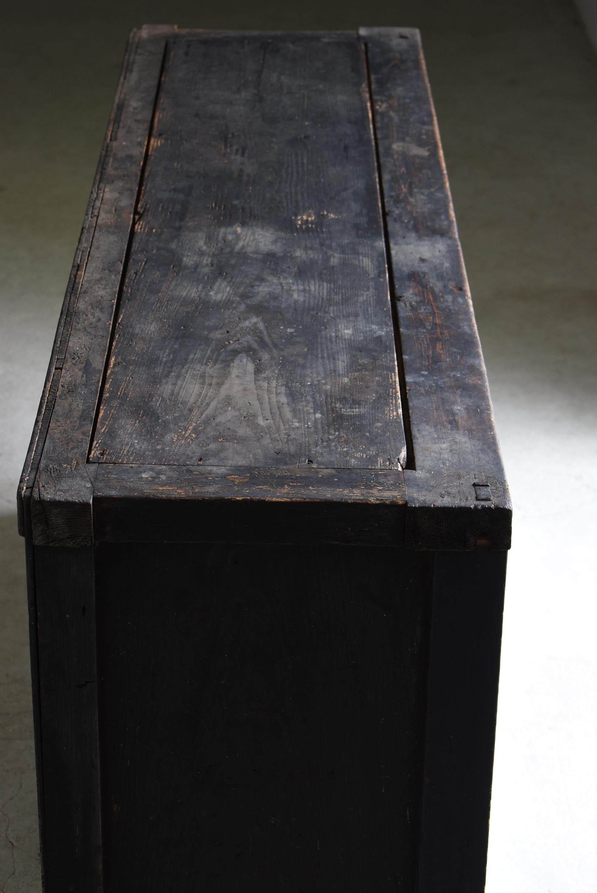 Japanese Antique Wabi Sabi Large Tansu 1860s-1900s / Black Cabinet Mingei 8