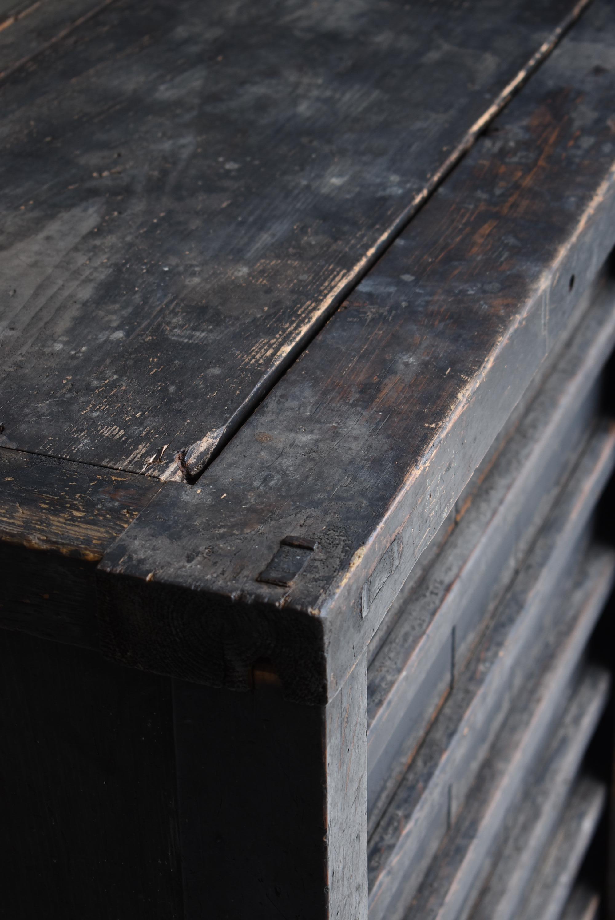 Japanese Antique Wabi Sabi Large Tansu 1860s-1900s / Black Cabinet Mingei 9