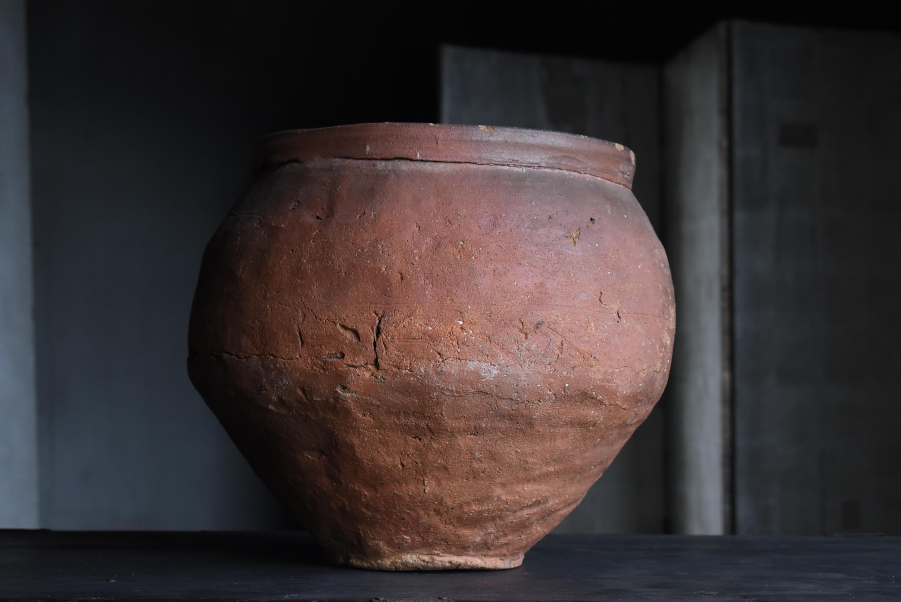 Japanese Antique Wabi Sabi Pottery Vase 14th Century / Tsubo 6