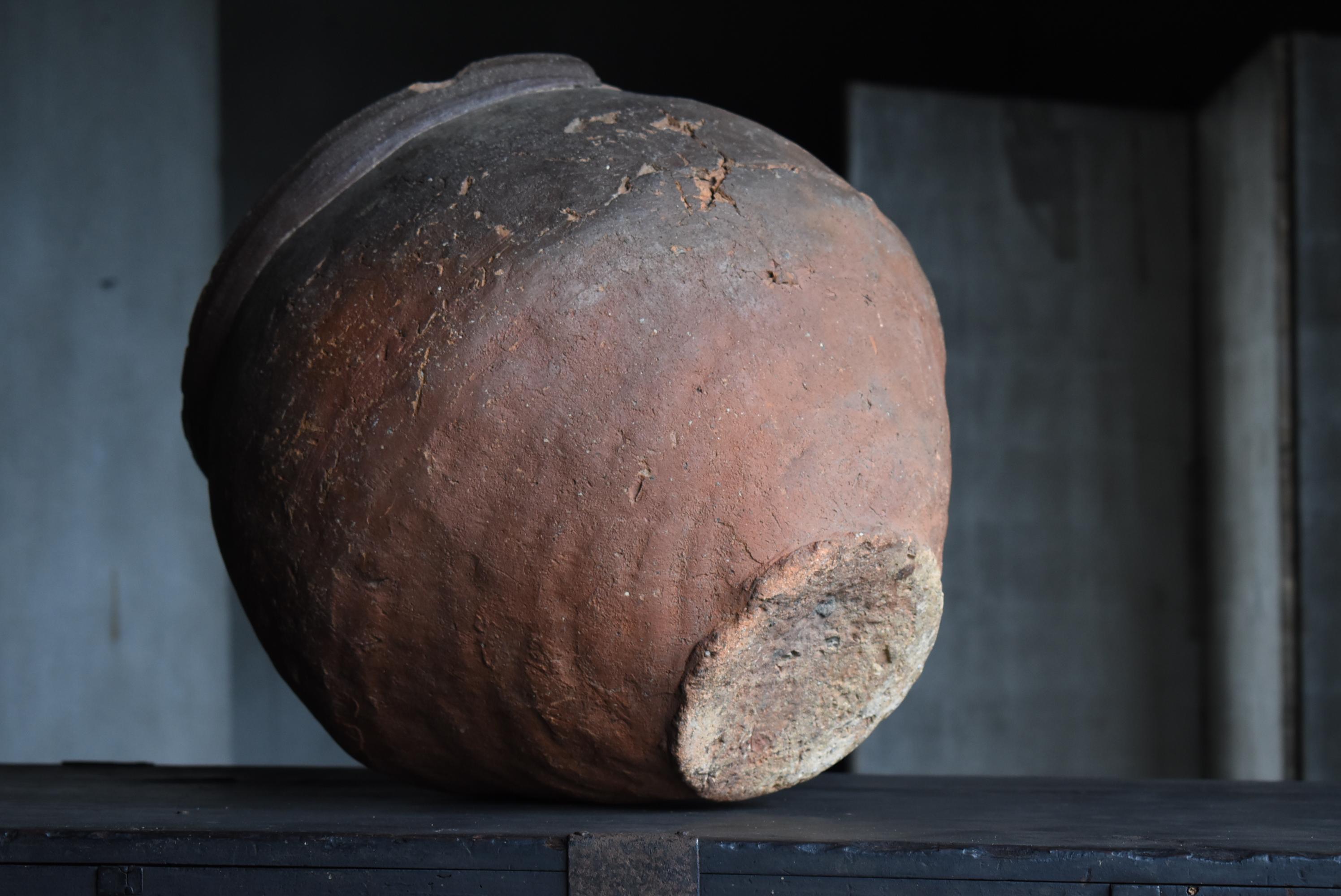 Japanese Antique Wabi Sabi Pottery Vase 14th Century / Tsubo 8