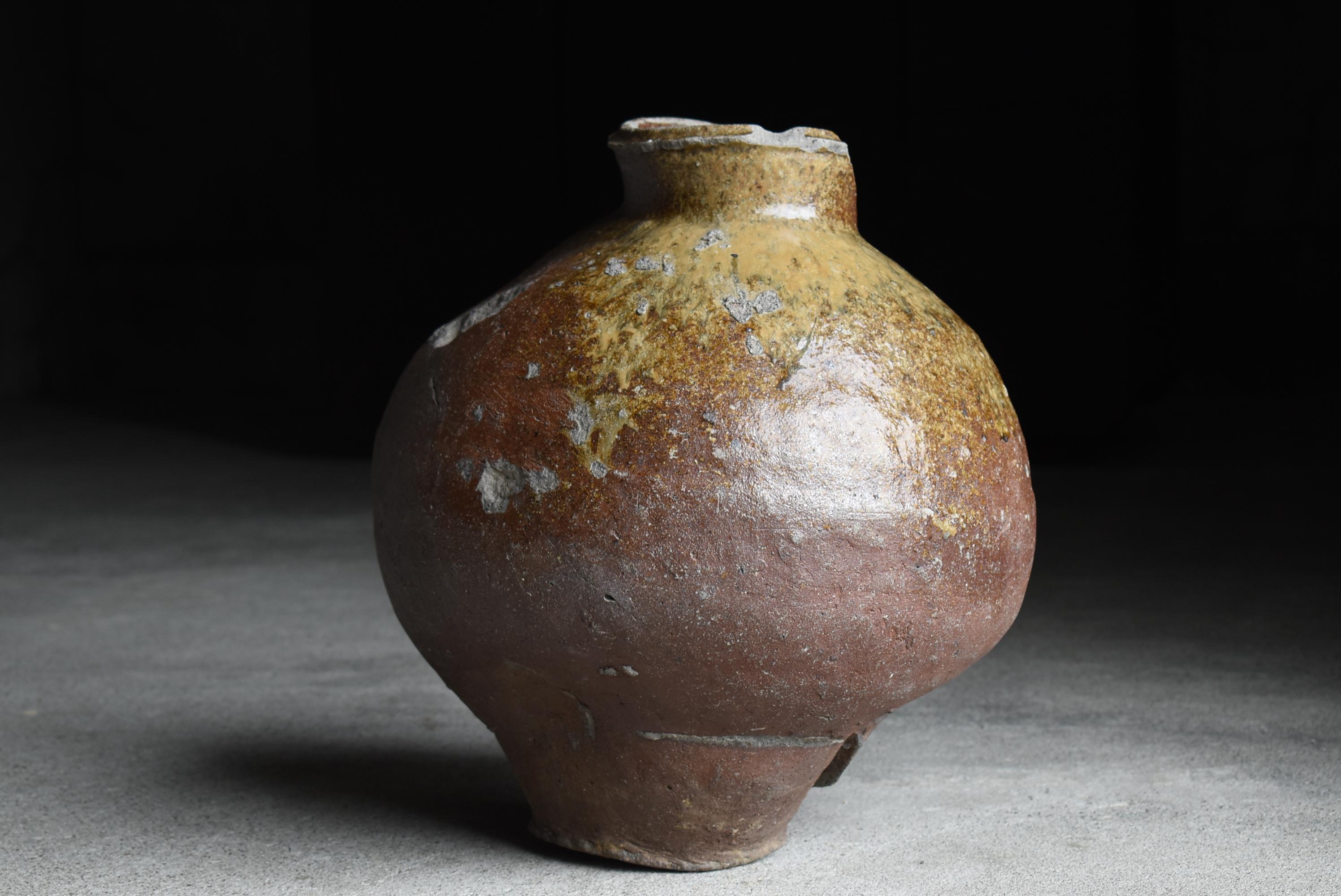 Japanese Antique Wabi Sabi Pottery Vase 1600s-1700s / Flower Vase Vessel Tsubo 5
