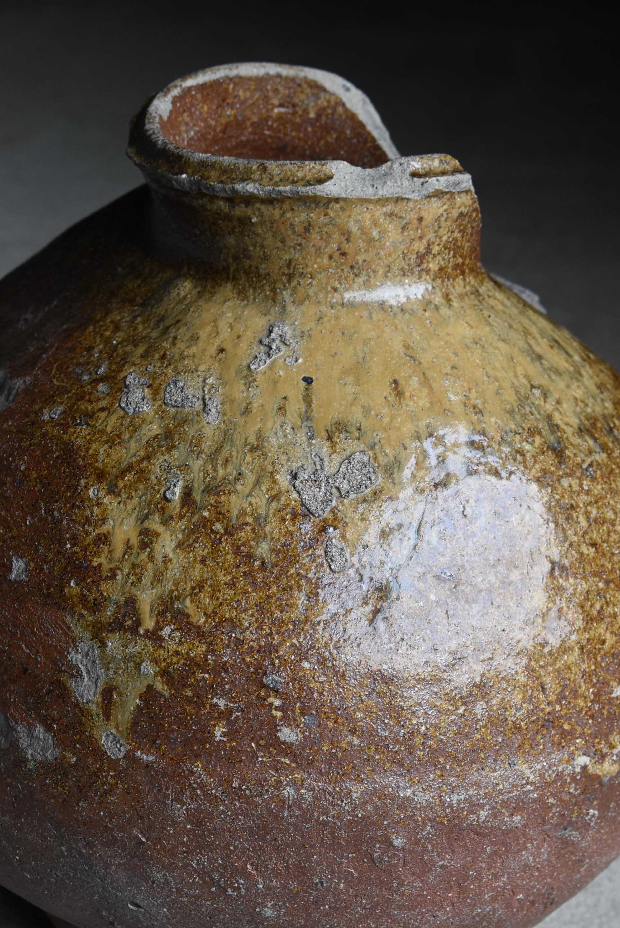 Japanese Antique Wabi Sabi Pottery Vase 1600s-1700s / Flower Vase Vessel Tsubo 6