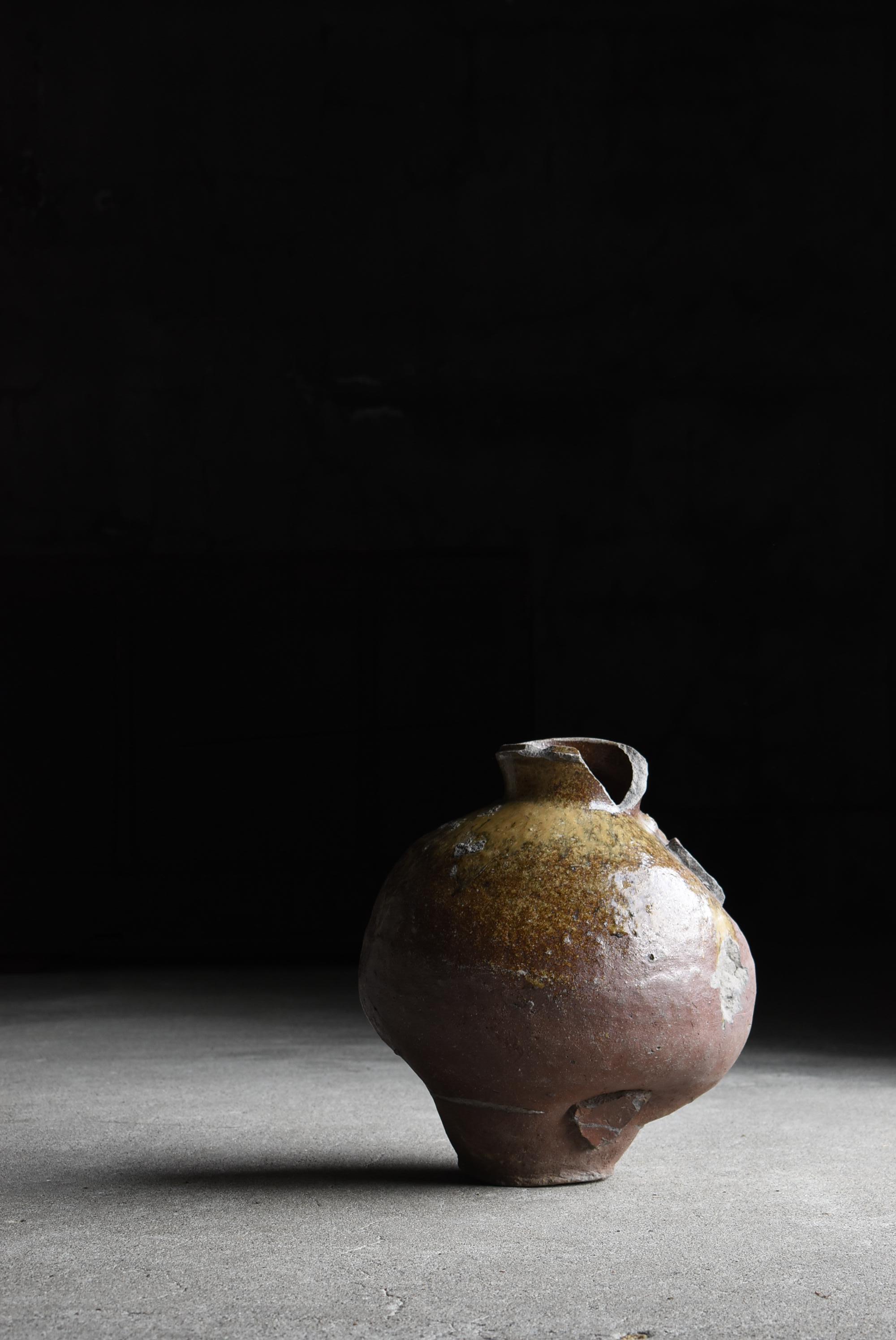 Japanese Antique Wabi Sabi Pottery Vase 1600s-1700s / Flower Vase Vessel Tsubo 10