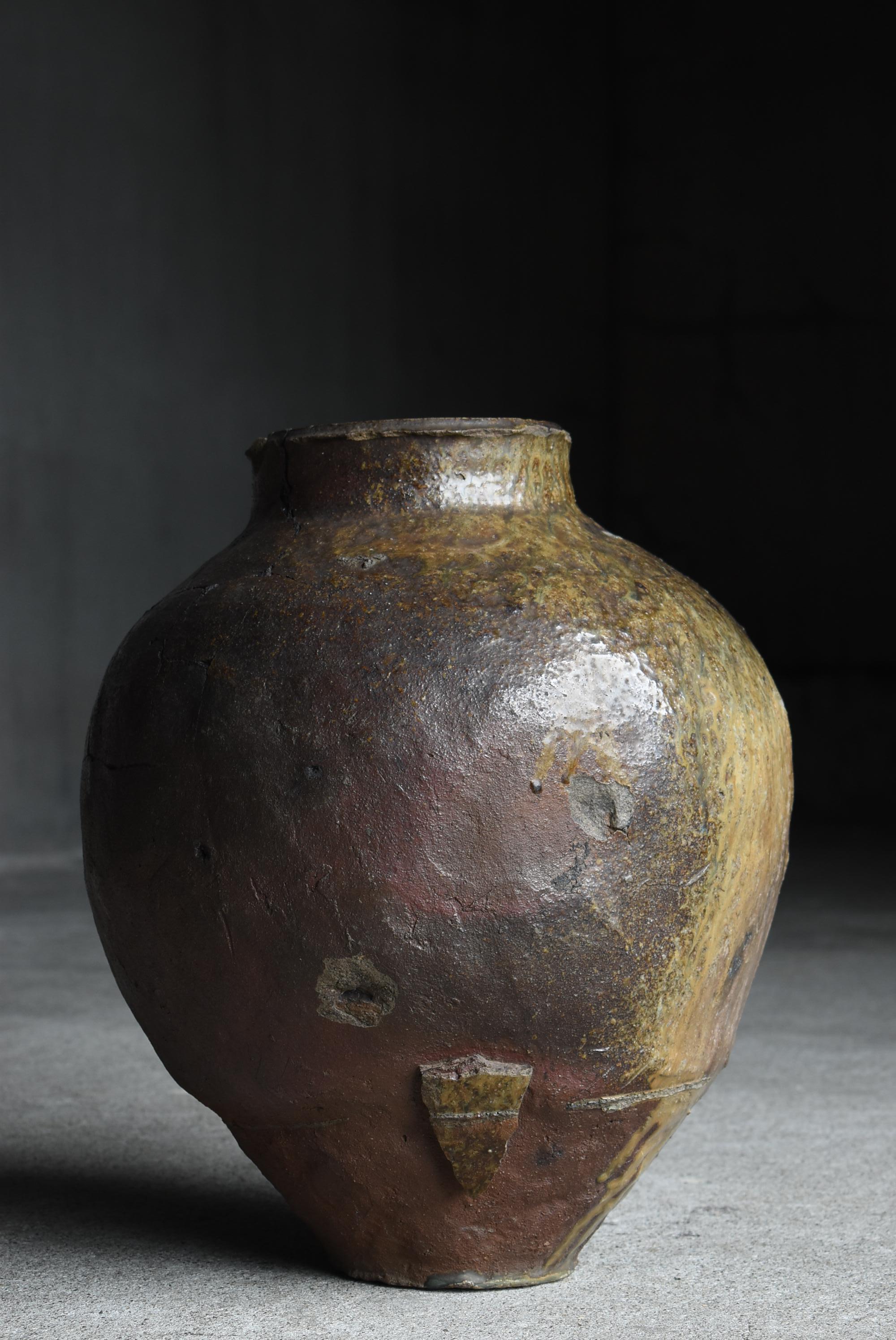 Japanese Antique Wabi Sabi Pottery Vase 1700s-1800s / Flower Vase Vessel Jar 7