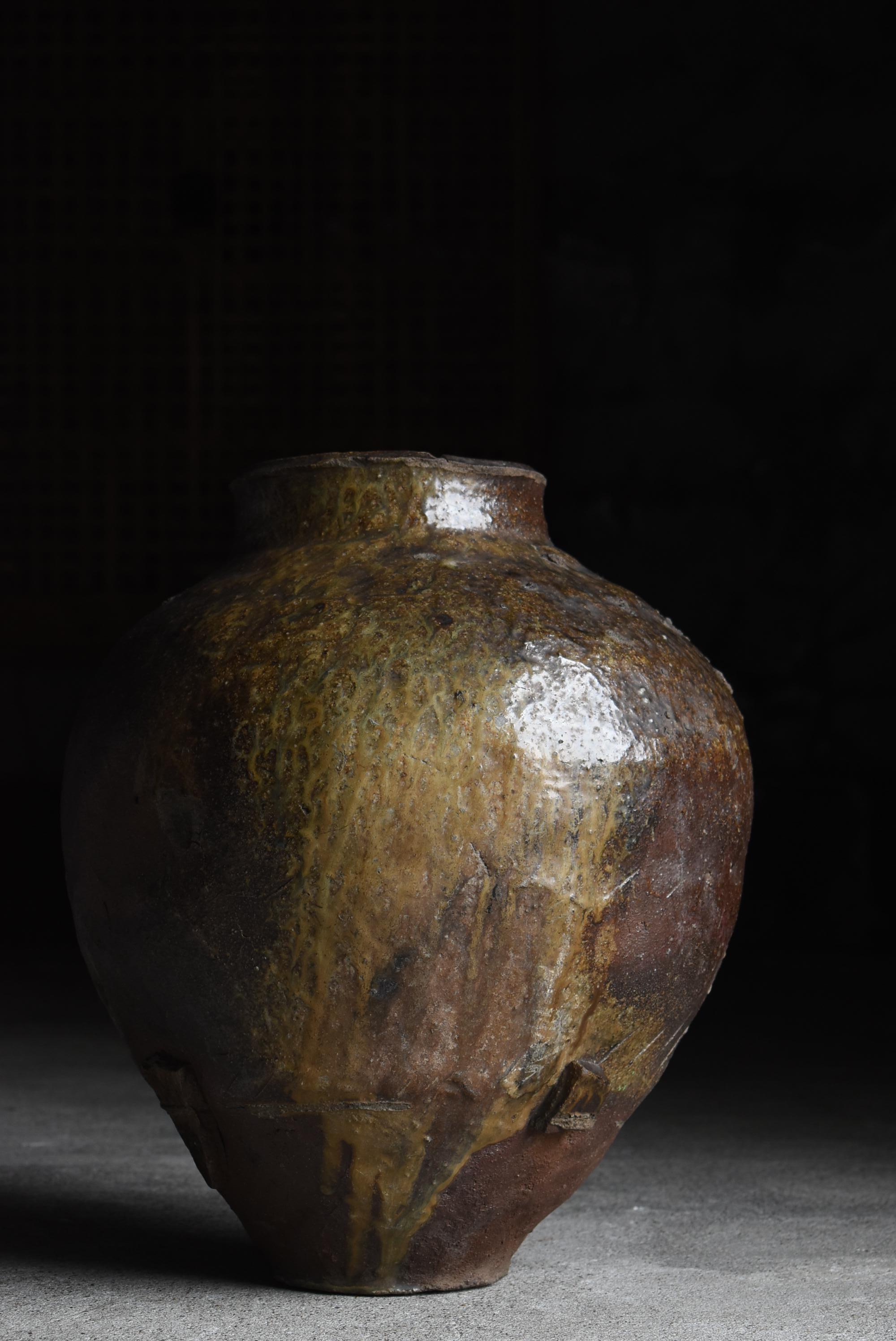 Japanese Antique Wabi Sabi Pottery Vase 1700s-1800s / Flower Vase Vessel Jar 11