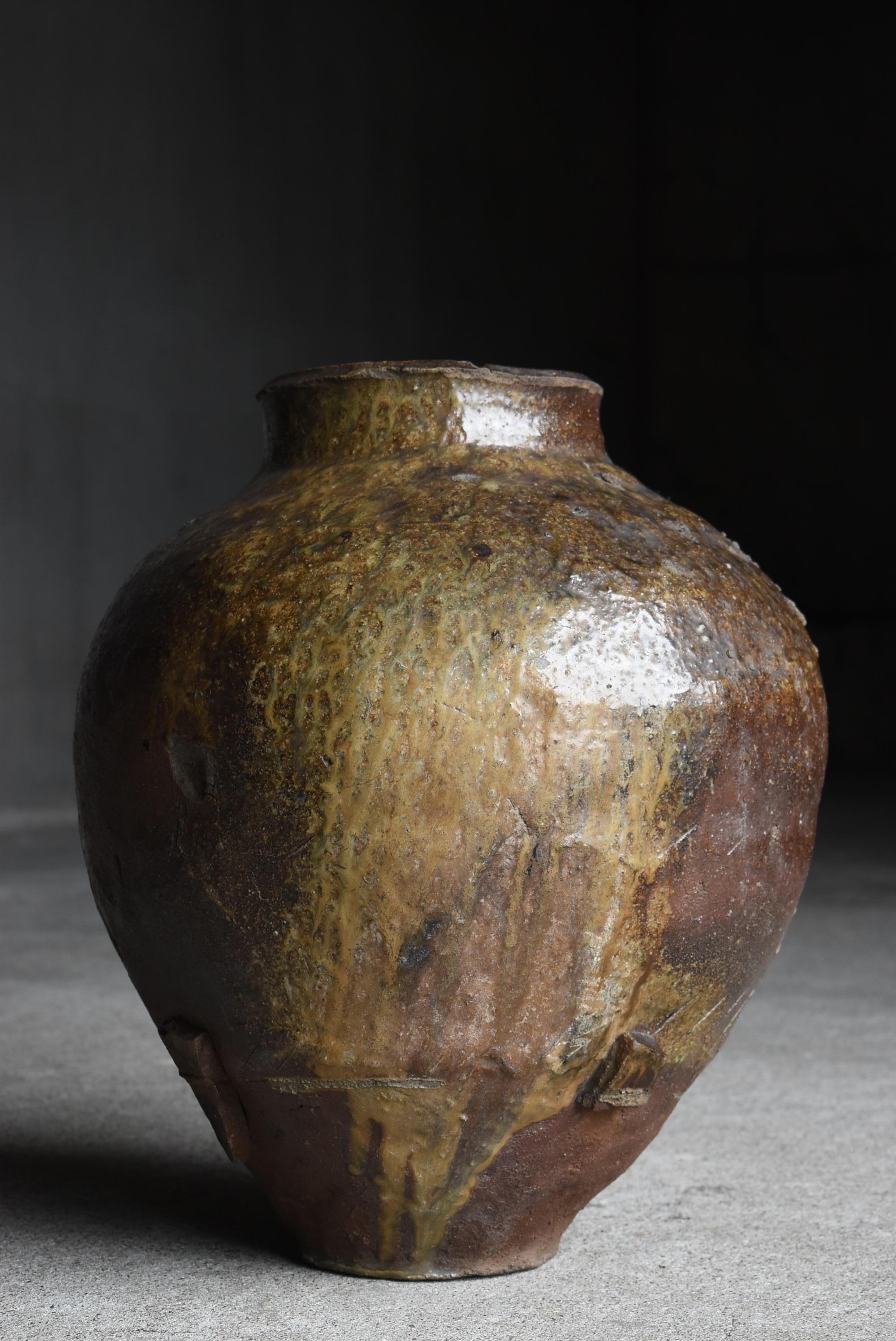 Edo Japanese Antique Wabi Sabi Pottery Vase 1700s-1800s / Flower Vase Vessel Jar