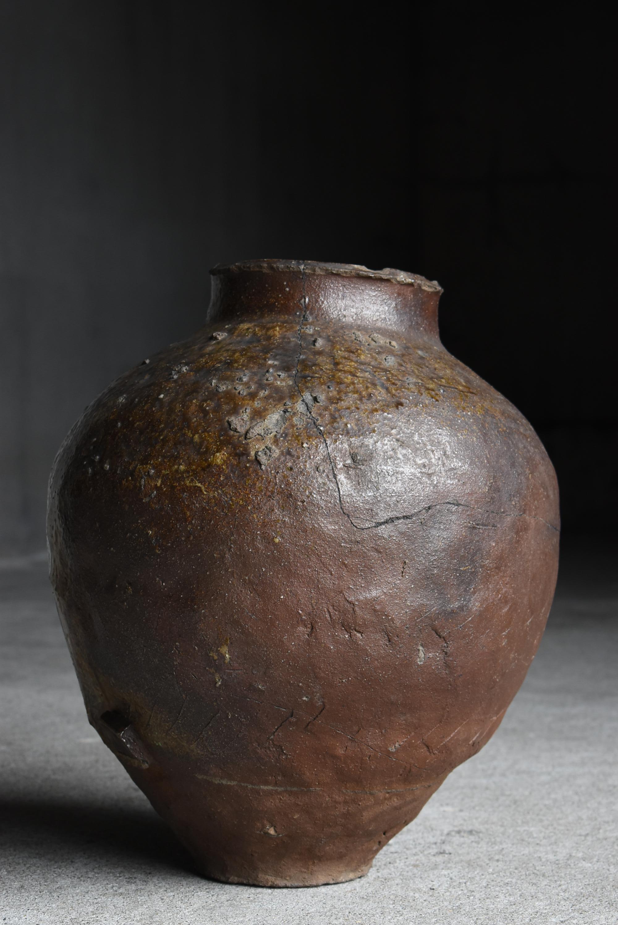 Japanese Antique Wabi Sabi Pottery Vase 1700s-1800s / Flower Vase Vessel Jar 2