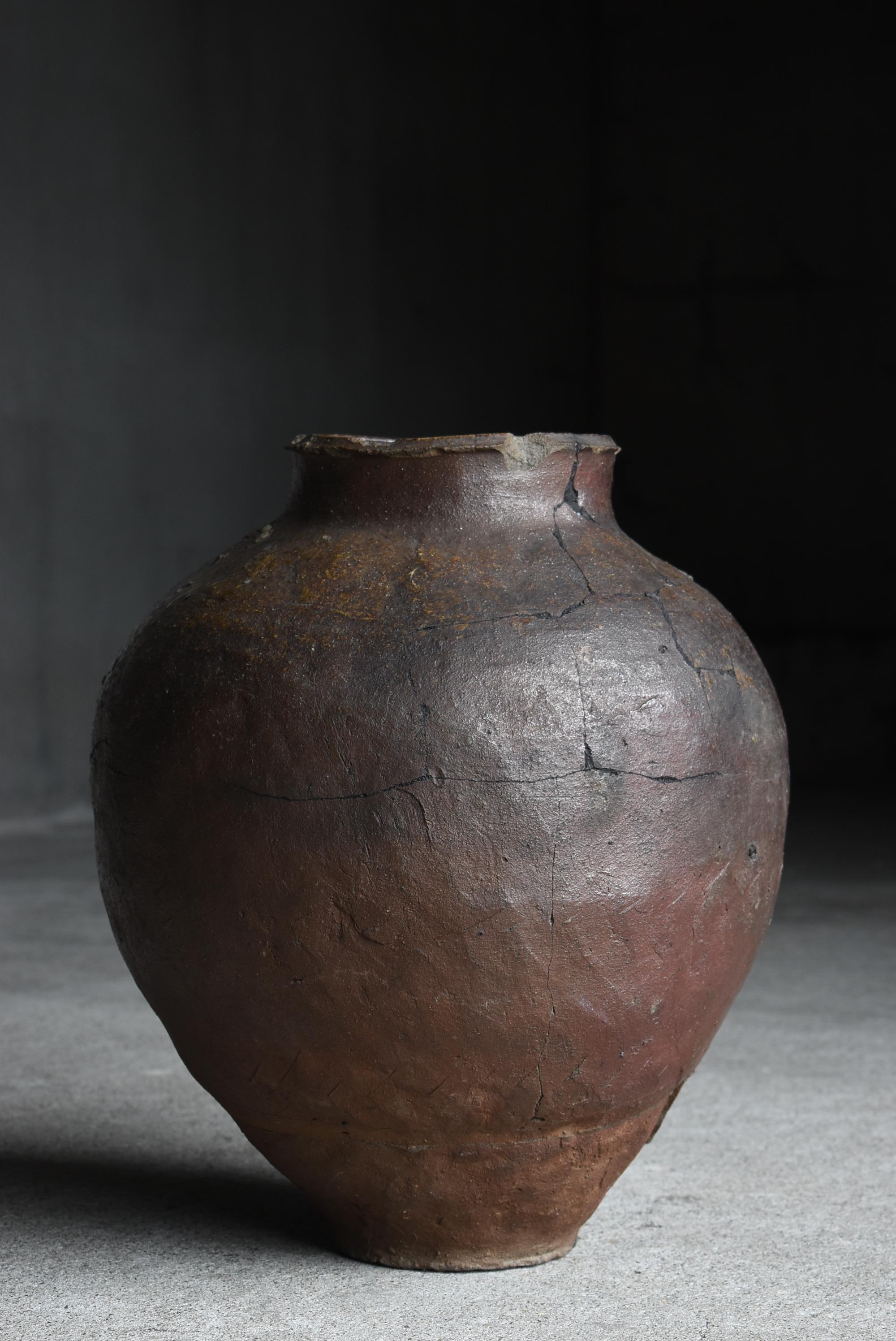 Japanese Antique Wabi Sabi Pottery Vase 1700s-1800s / Flower Vase Vessel Jar 4