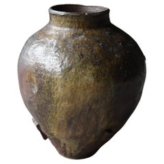 Antike japanische Wabi Sabi-Keramikvase 1700er-1800er Jahre/Blumenvase/Gefäßgefäßgefäß, Wabi Sabi