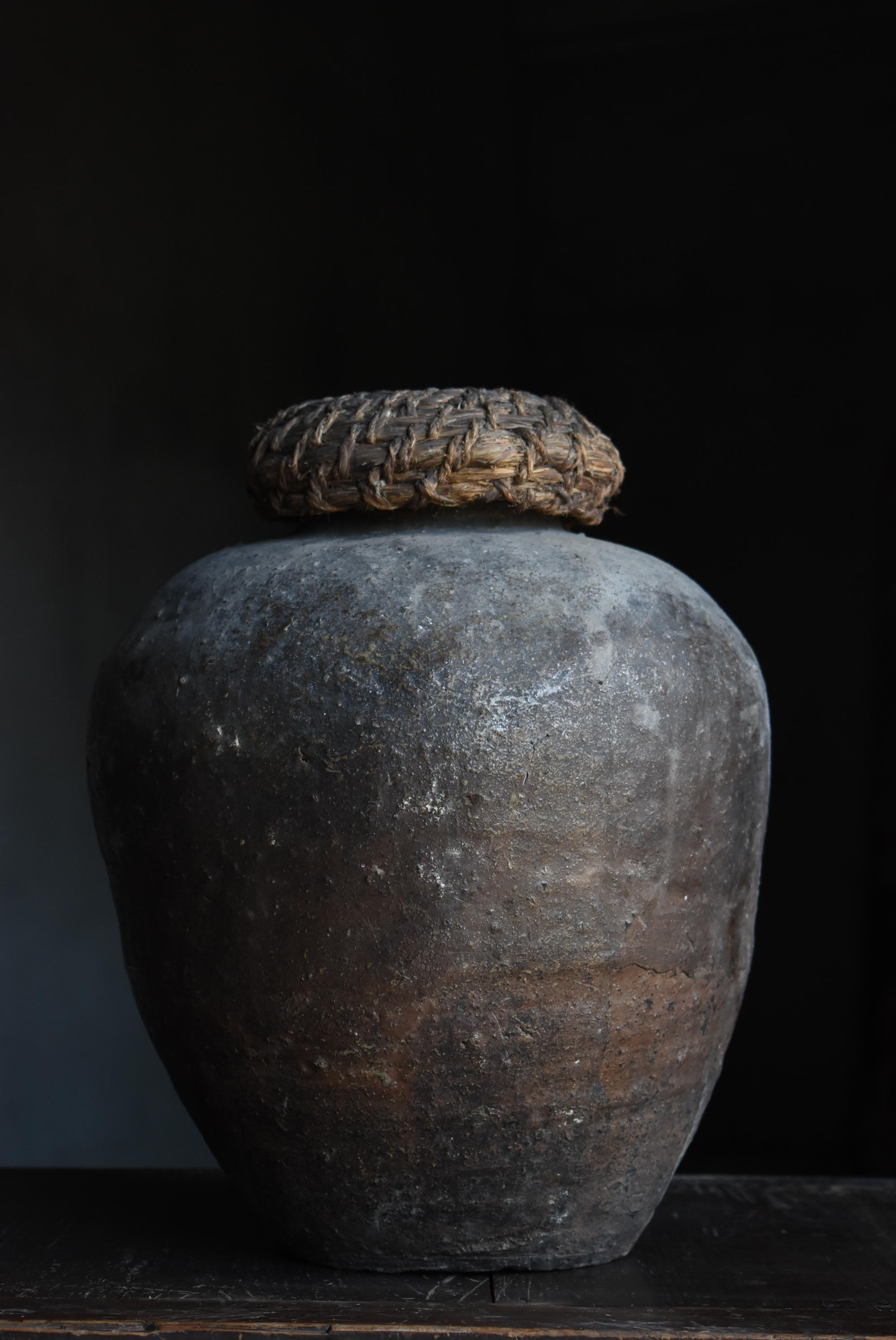 Japanese Antique Wabi-Sabi Pottery Vase 1800s-1860s / Tsubo 4
