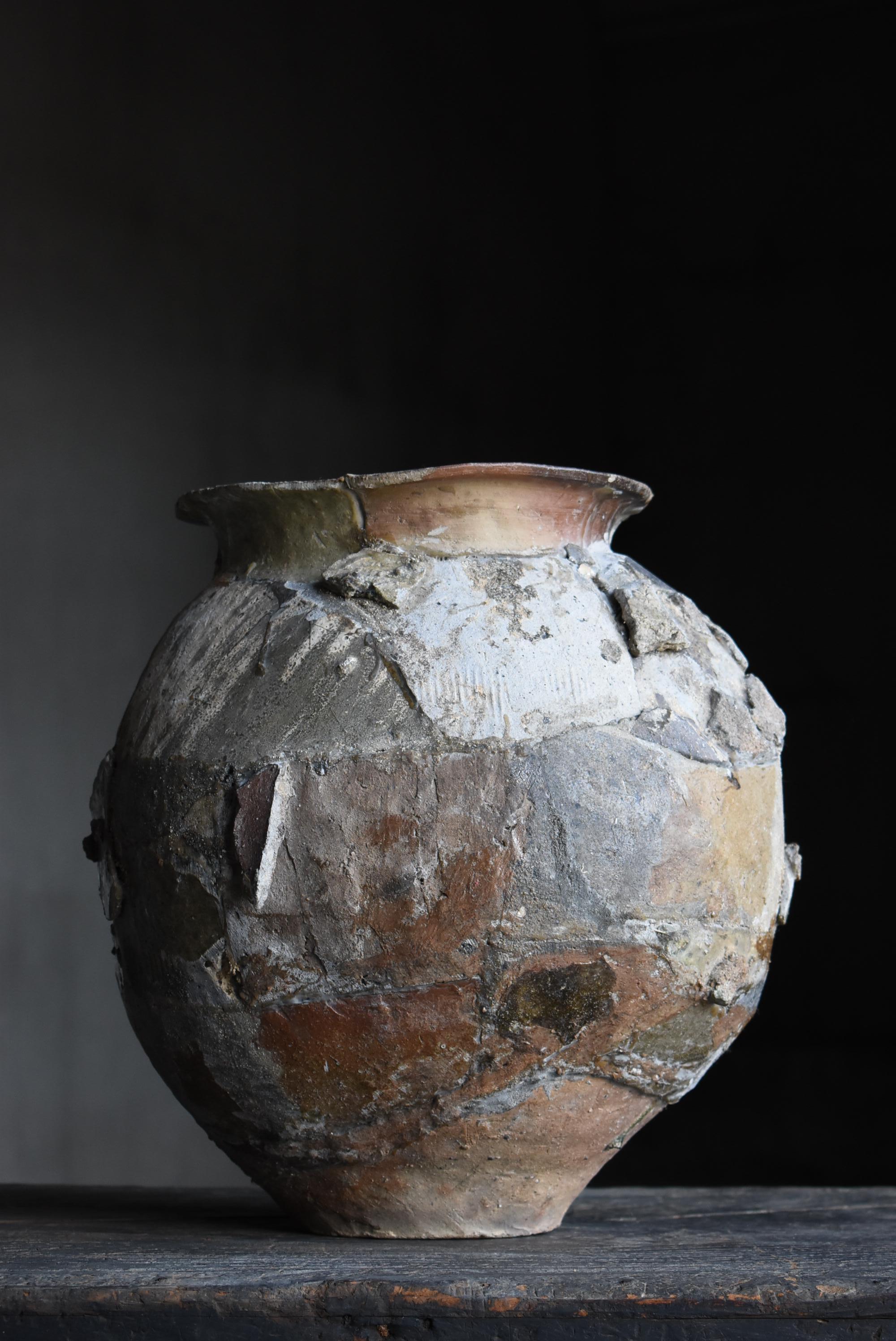 Japanned Japanese Antique Wabi Sabi Pottery Vase / Flower Vase Vessel Jar 