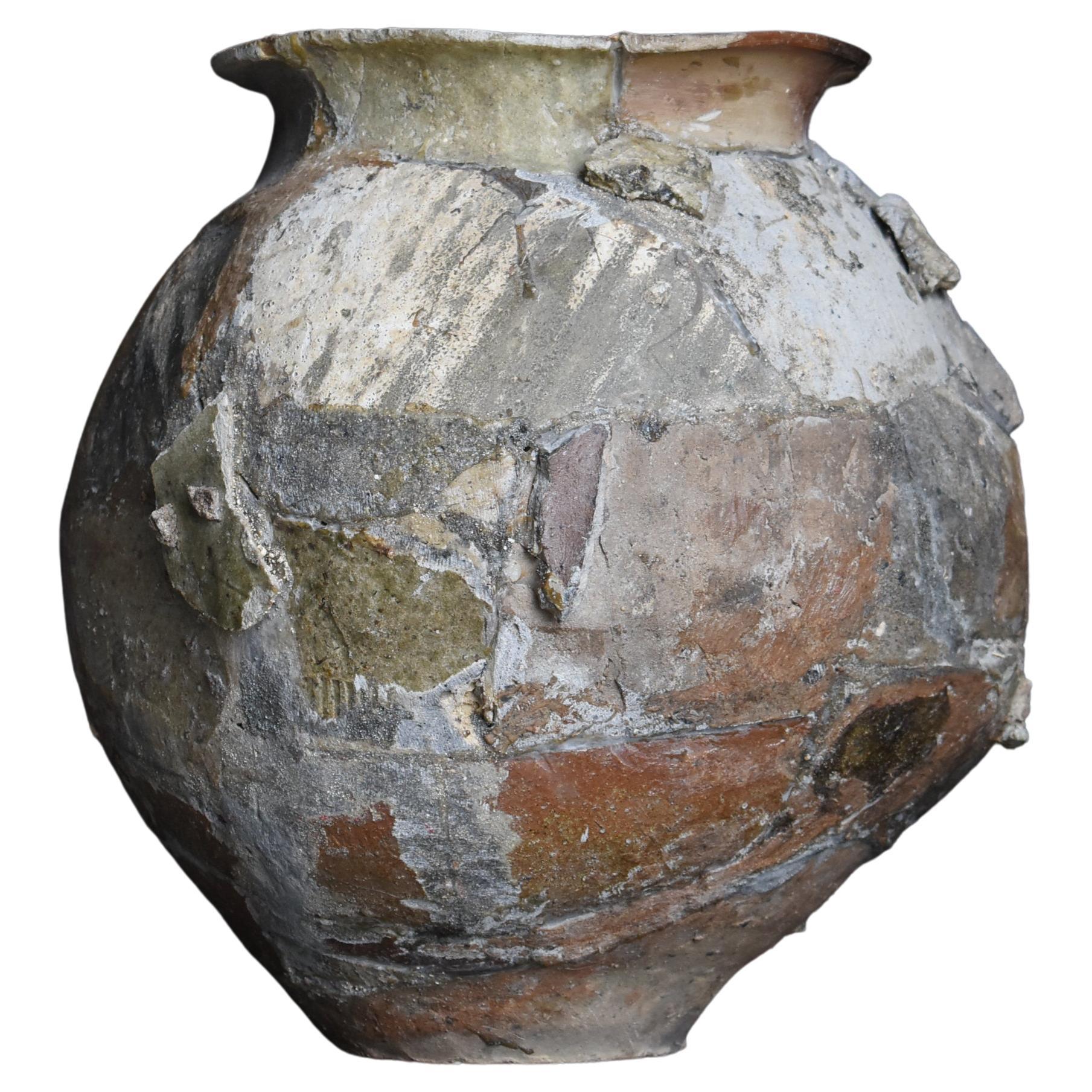 Japanese Antique Wabi Sabi Pottery Vase / Flower Vase Vessel Jar 