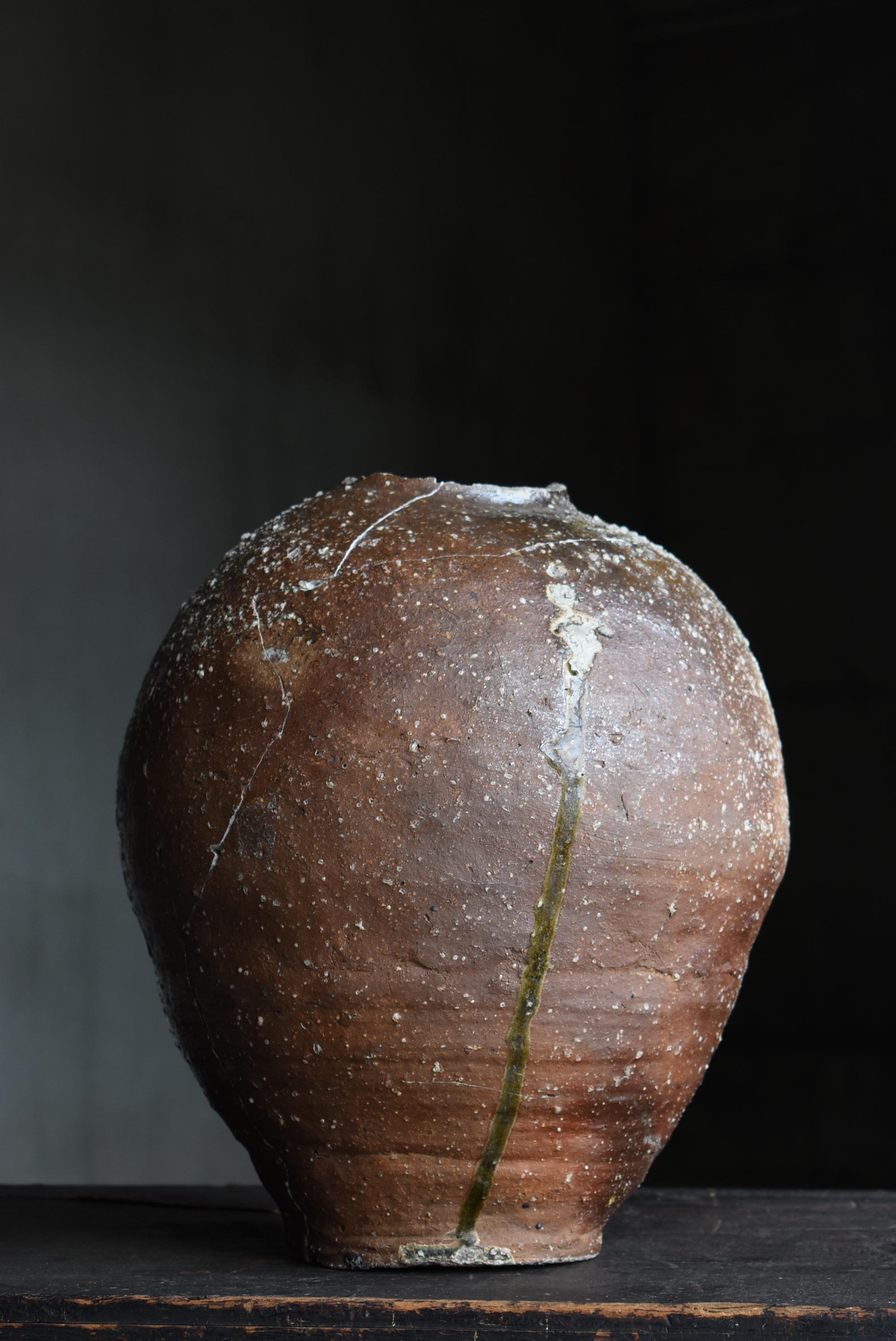 Japanese Antique Wabi Sabi Tsubo 1400s-1600s / Pottery Flower Vase Vessel 6