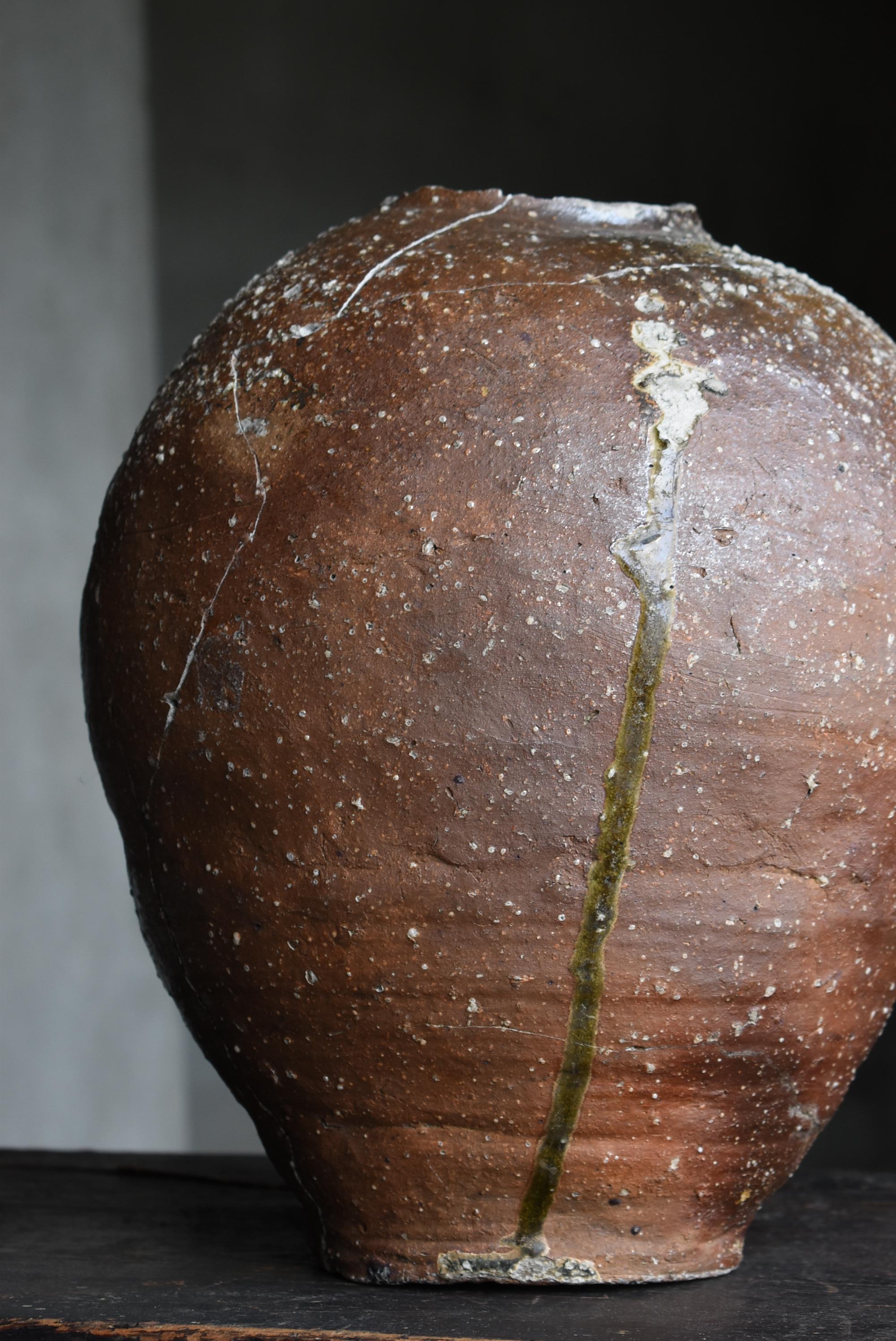 Japanese Antique Wabi Sabi Tsubo 1400s-1600s / Pottery Flower Vase Vessel 7