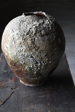 Japanese Antique Wabi Sabi Tsubo 1400s-1600s / Pottery Flower Vase Vessel