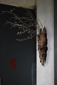 Japanese Antique Wabi-Sabi Wall-Mounted Natural Wood Vase Early 20th Century