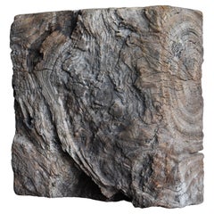 Japanese Antique Wabi-Sabi Weathered Keyaki Wood Block 1900s-1940s / Figurine