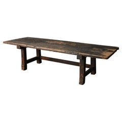 Japanese antique wabi-sabi wooden low table / 1800s / side table