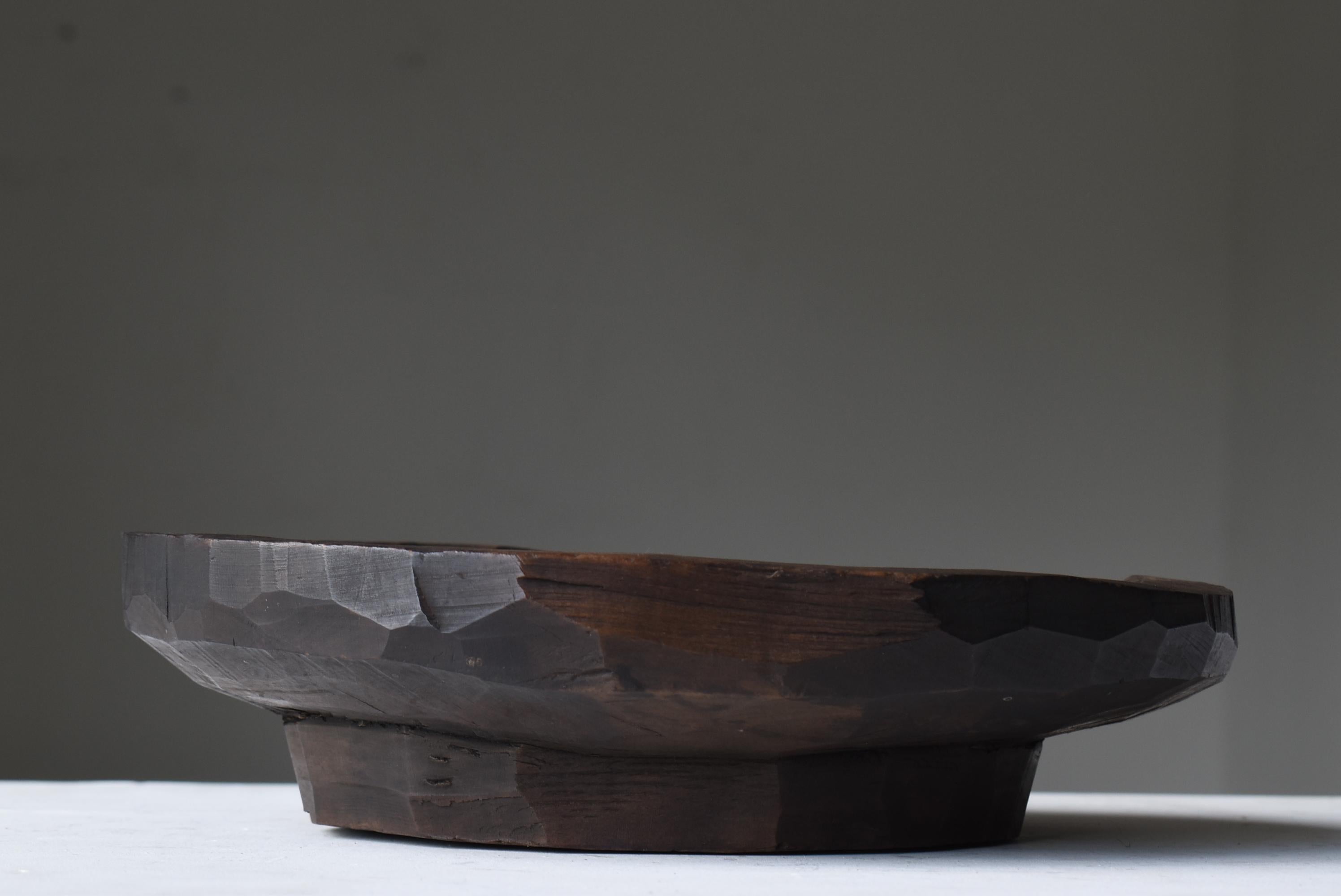Japanese Antique Wabi Sabi Wooden Plate 1860s-1900s / Wood Bowl Mingei 7