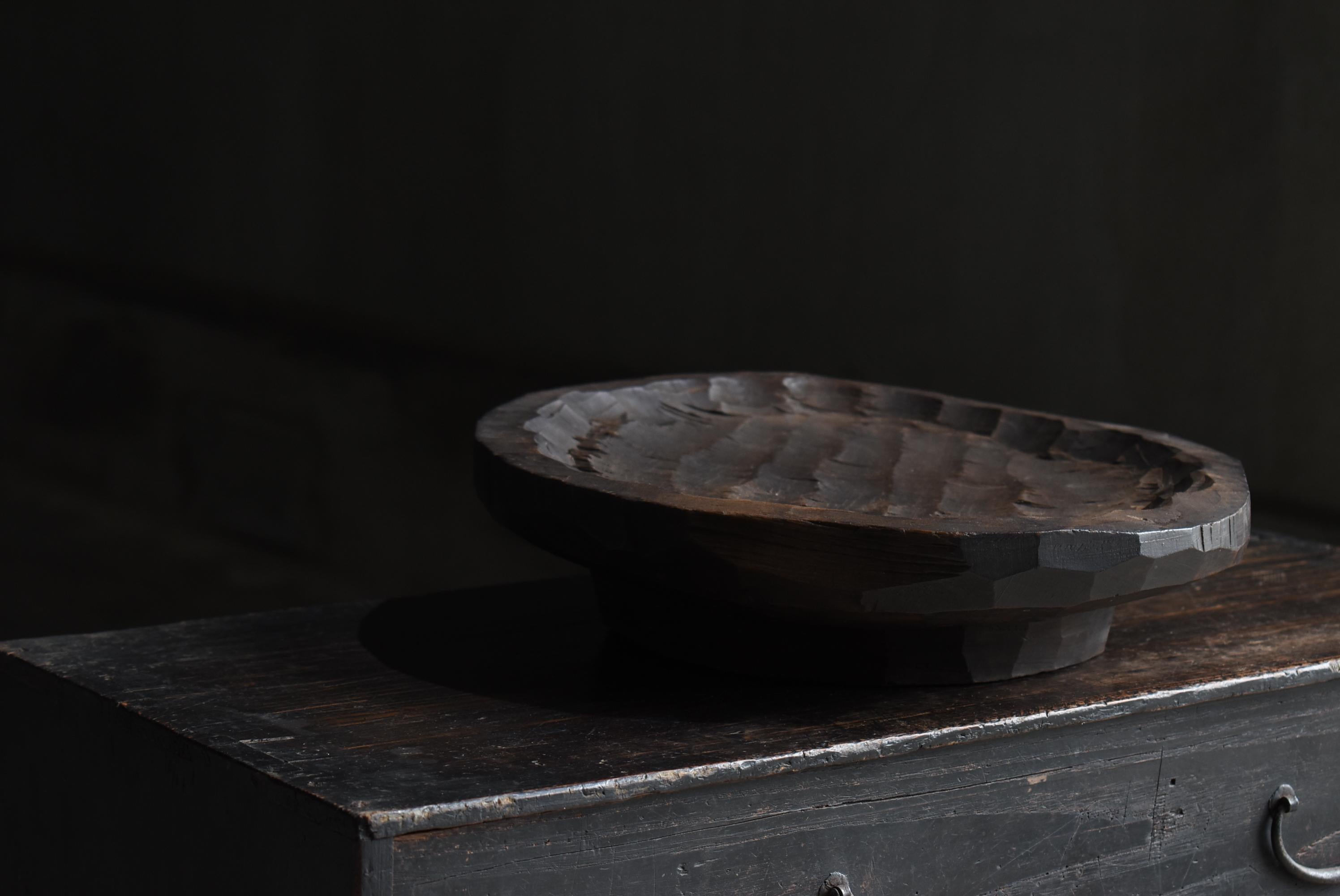 Meiji Japanese Antique Wabi Sabi Wooden Plate 1860s-1900s / Wood Bowl Mingei