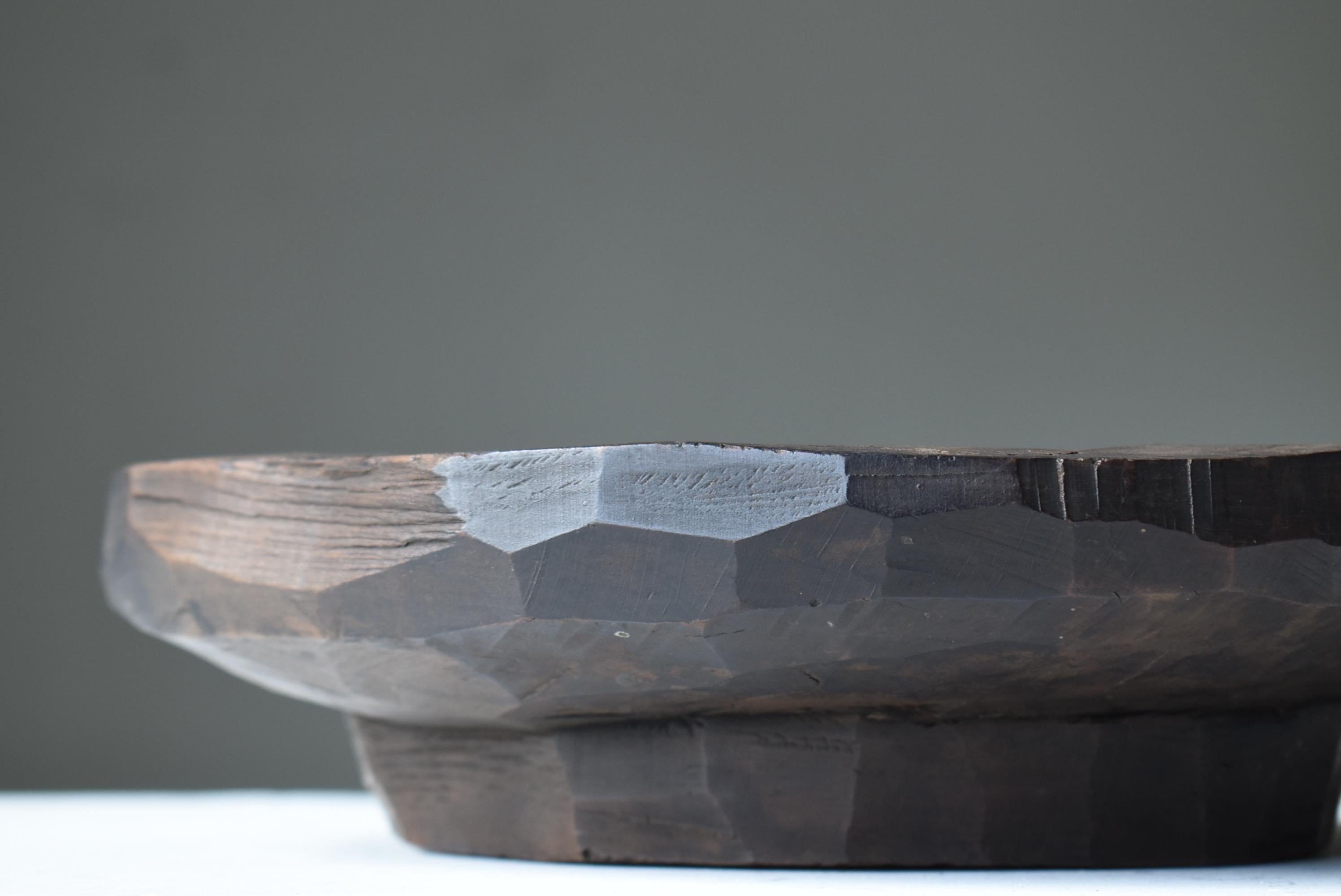 20th Century Japanese Antique Wabi Sabi Wooden Plate 1860s-1900s / Wood Bowl Mingei