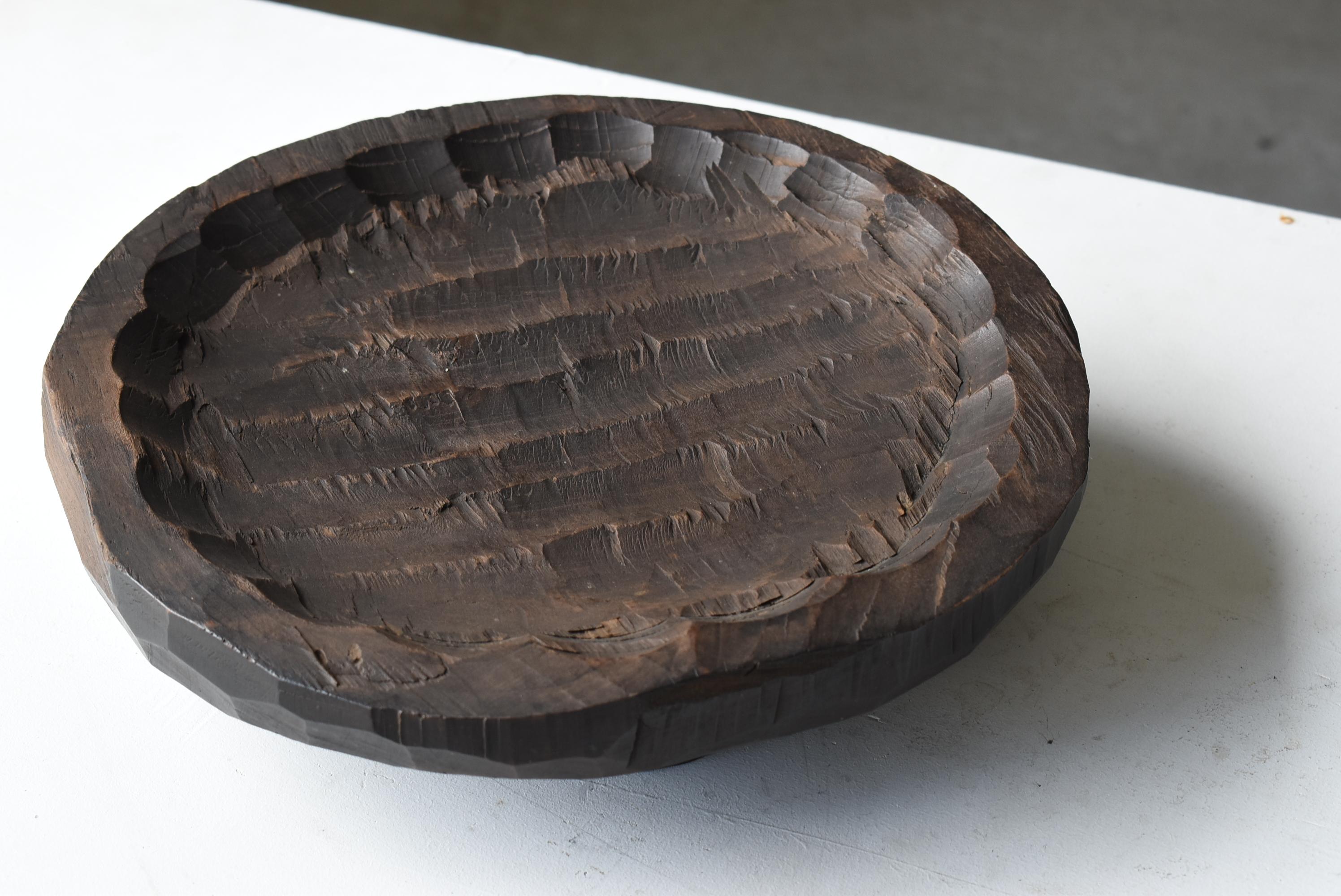 Cedar Japanese Antique Wabi Sabi Wooden Plate 1860s-1900s / Wood Bowl Mingei
