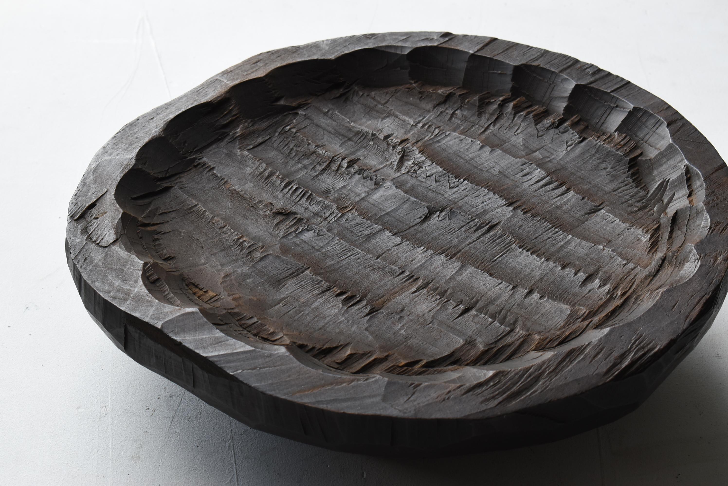 Japanese Antique Wabi Sabi Wooden Plate 1860s-1900s / Wood Bowl Mingei 1