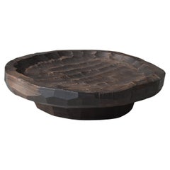 Japanese Antique Wabi Sabi Wooden Plate 1860s-1900s / Wood Bowl Mingei